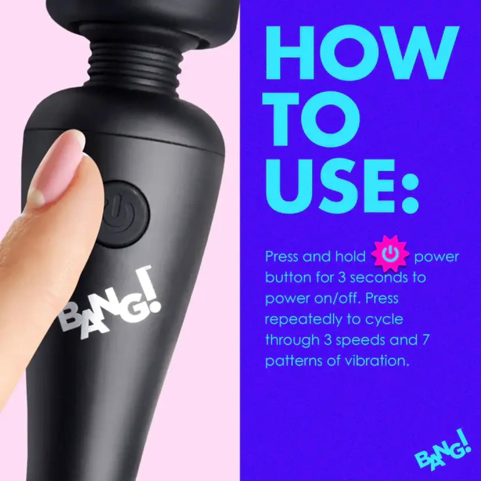 Bang! 10X Vibrating Mini Rechargeable Silicone Wand - Black
