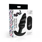 Bang! 21x Vibrating Silicone Rechargeable Swirl Butt Plug With Remote Control - Black