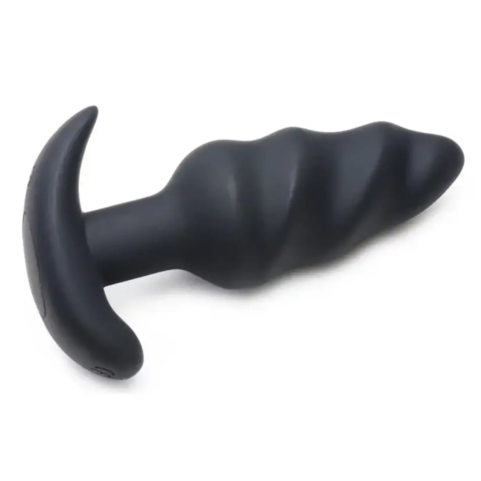 Bang! 21x Vibrating Silicone Rechargeable Swirl Butt Plug With Remote Control - Black
