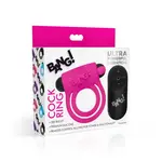 Bang! Silicone Rechargeable Cock Ring And Bullet With Remote Control - Pink