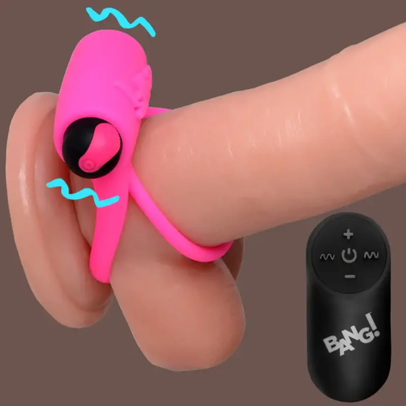 Bang! Silicone Rechargeable Cock Ring And Bullet With Remote Control - Pink