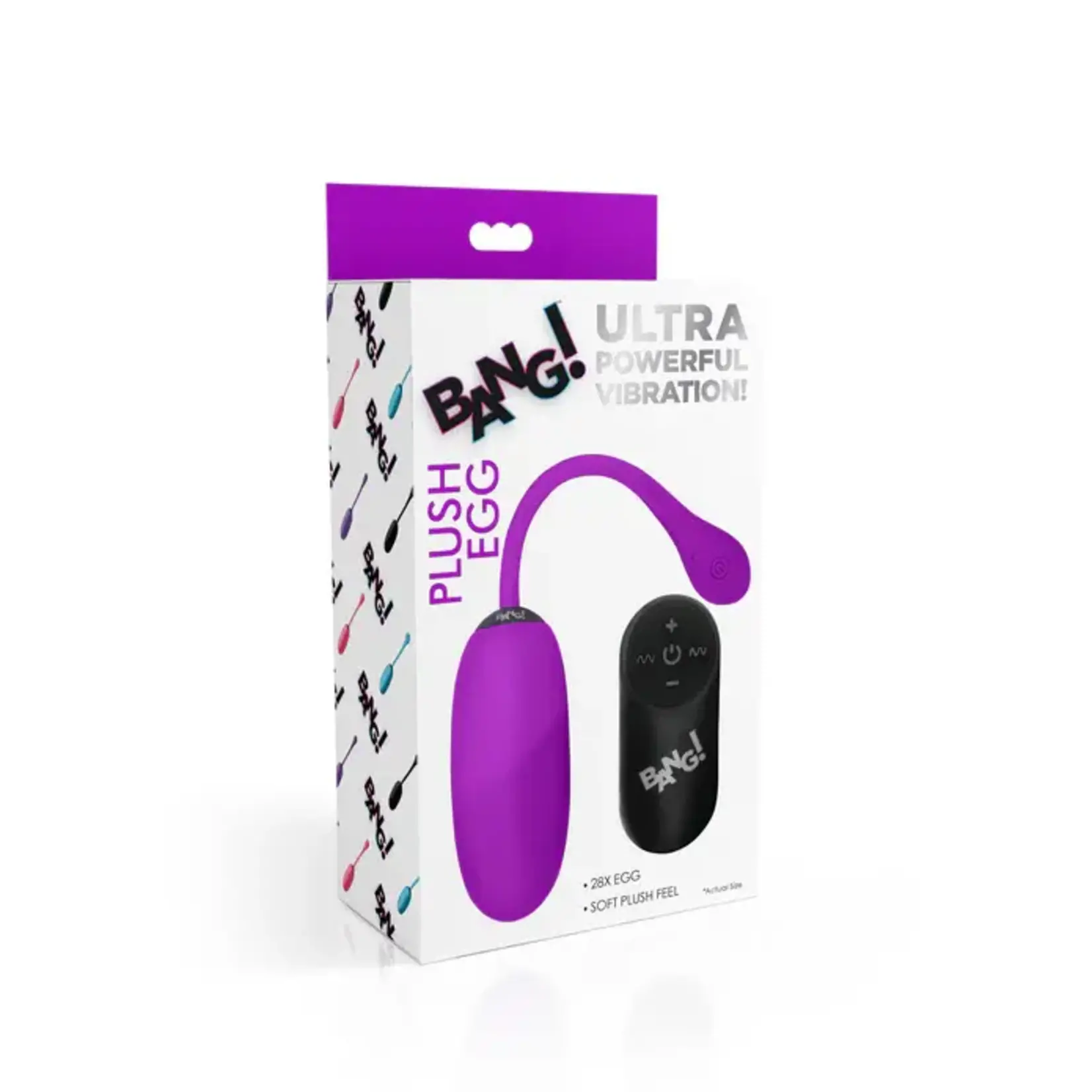 Bang! 28x Plush Silicone Rechargeable Egg With Remote Control - Purple