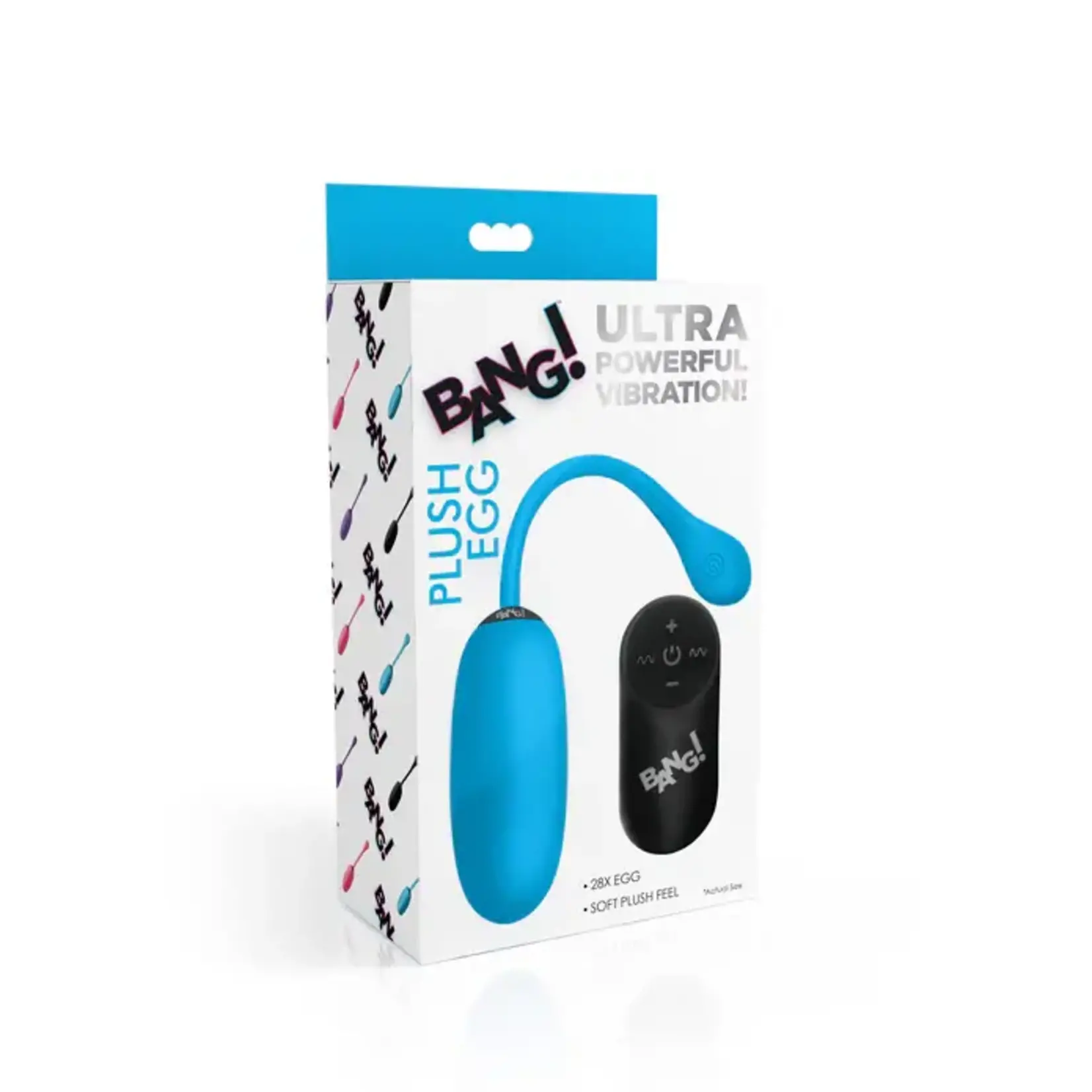 Bang! 28x Plush Silicone Rechargeable Egg With Remote Control - Blue