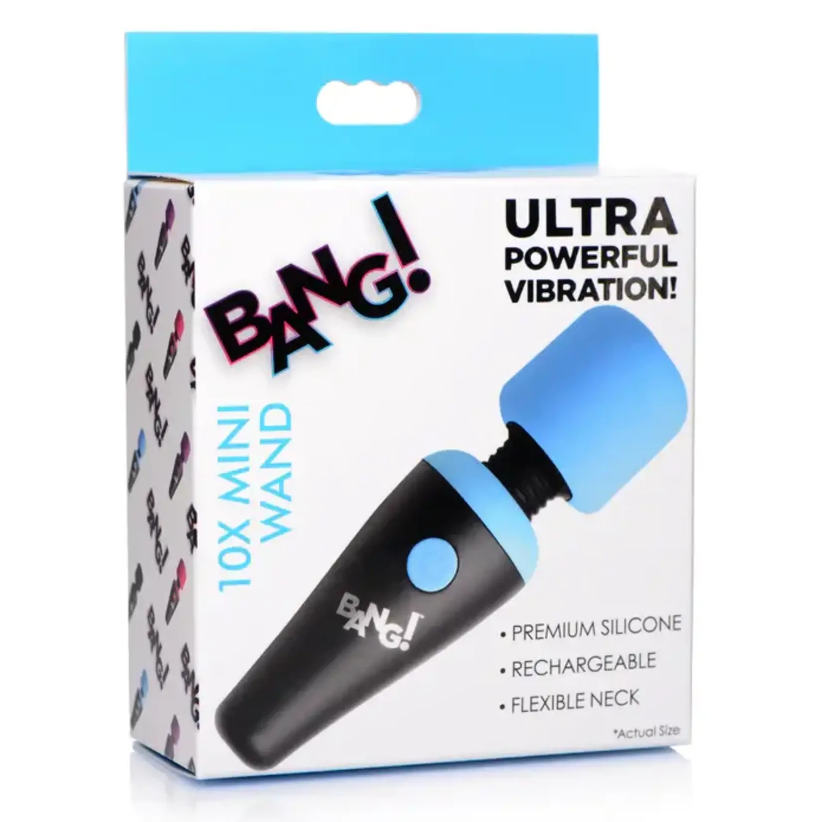 Bang! 10X Vibrating Mini Rechargeable Silicone Wand Massager - Blue