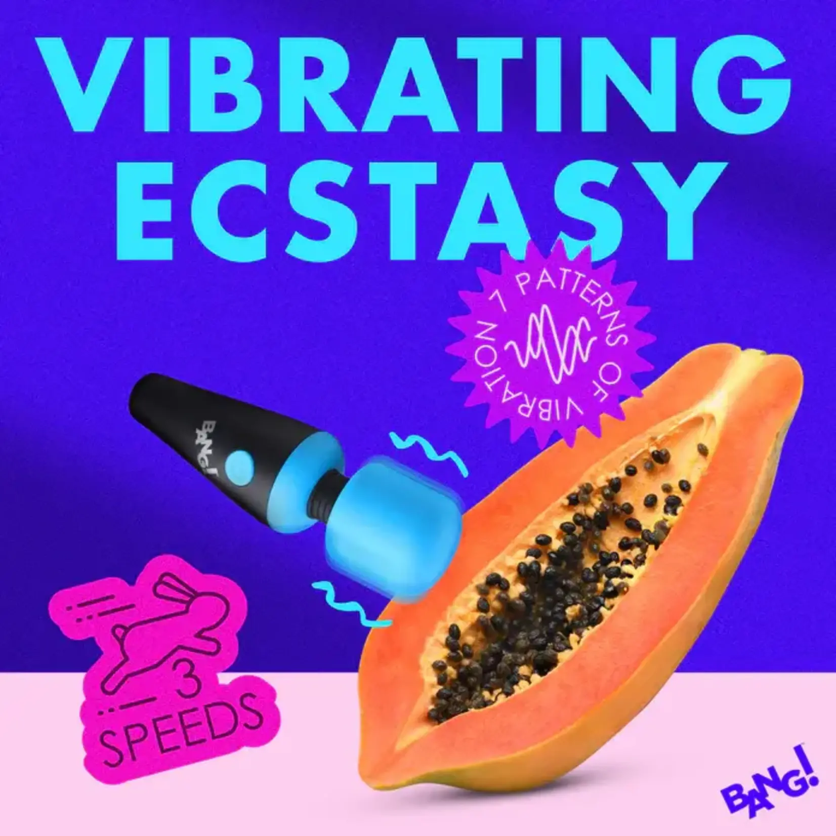 Bang! 10X Vibrating Mini Rechargeable Silicone Wand Massager - Blue