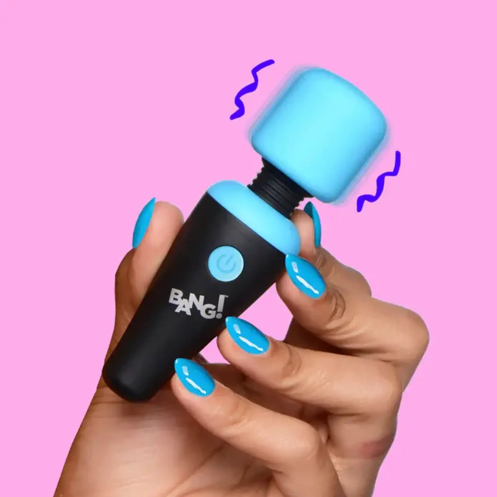 Bang! 10X Vibrating Mini Rechargeable Silicone Wand Massager - Blue