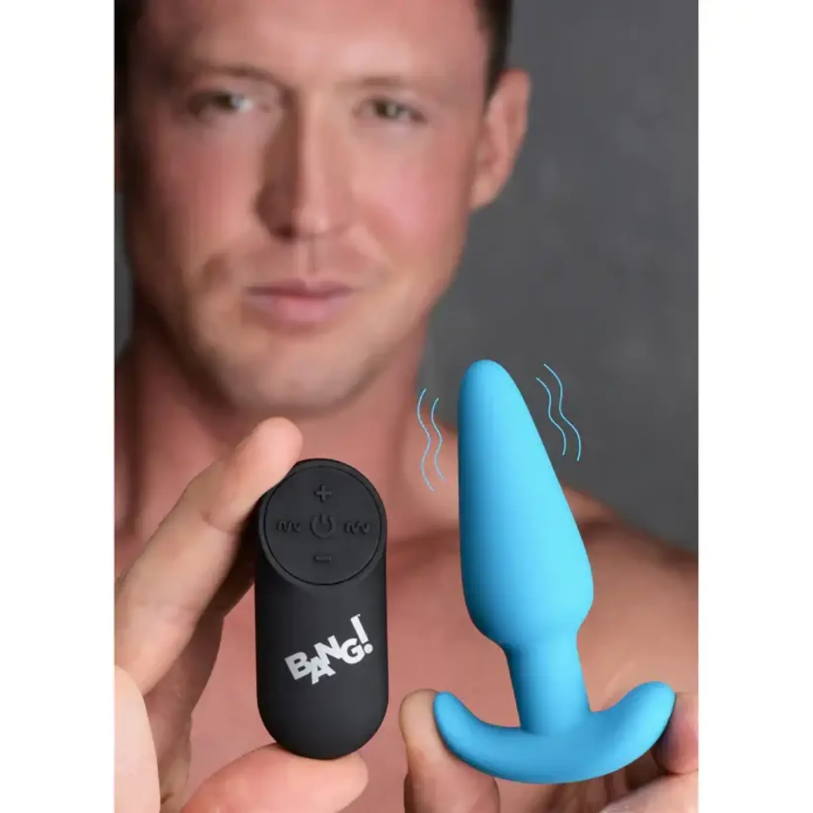 Bang! 21x Vibrating Silicone Rechargeable Butt Plug with Remote Control - Blue