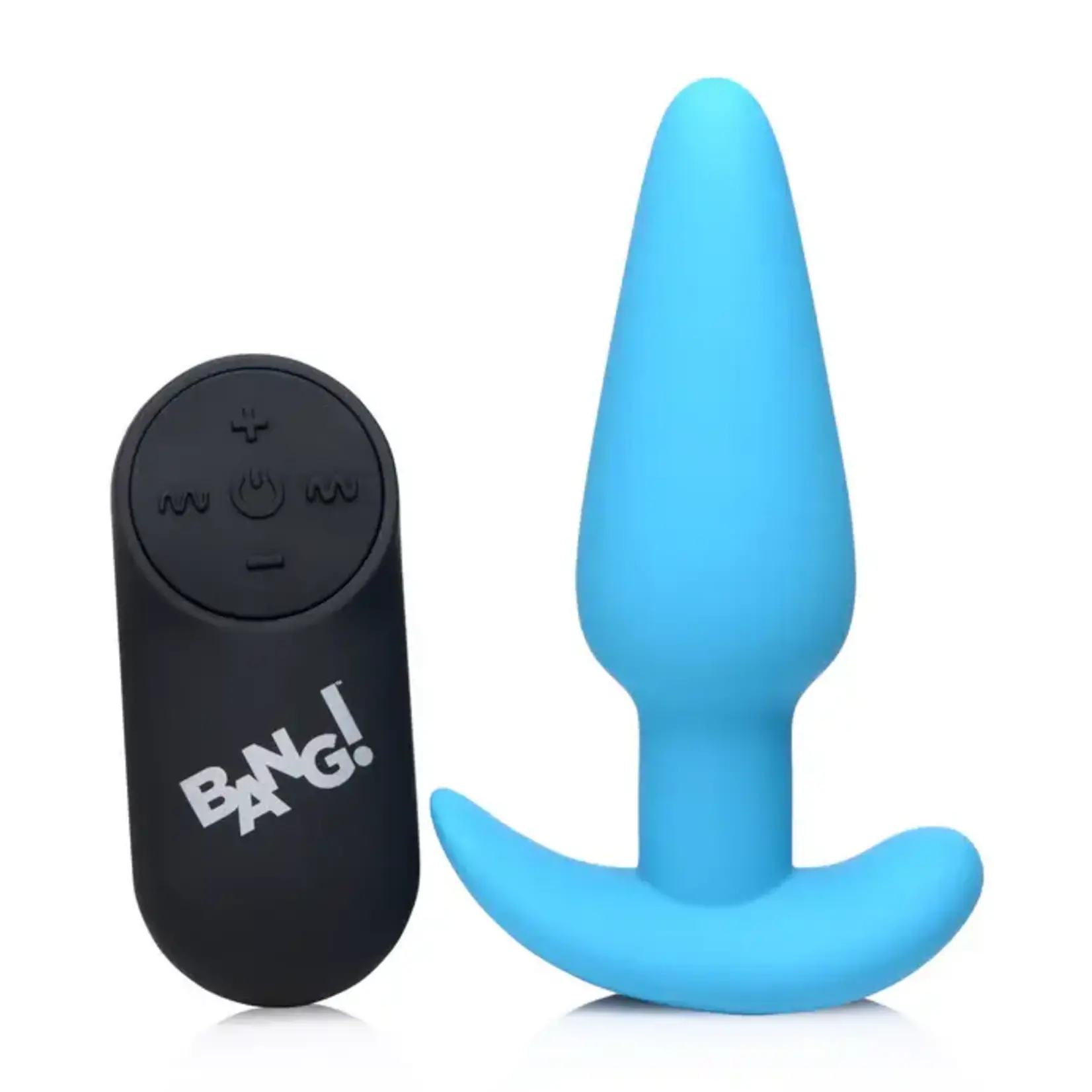 Bang! 21x Vibrating Silicone Rechargeable Butt Plug with Remote Control - Blue
