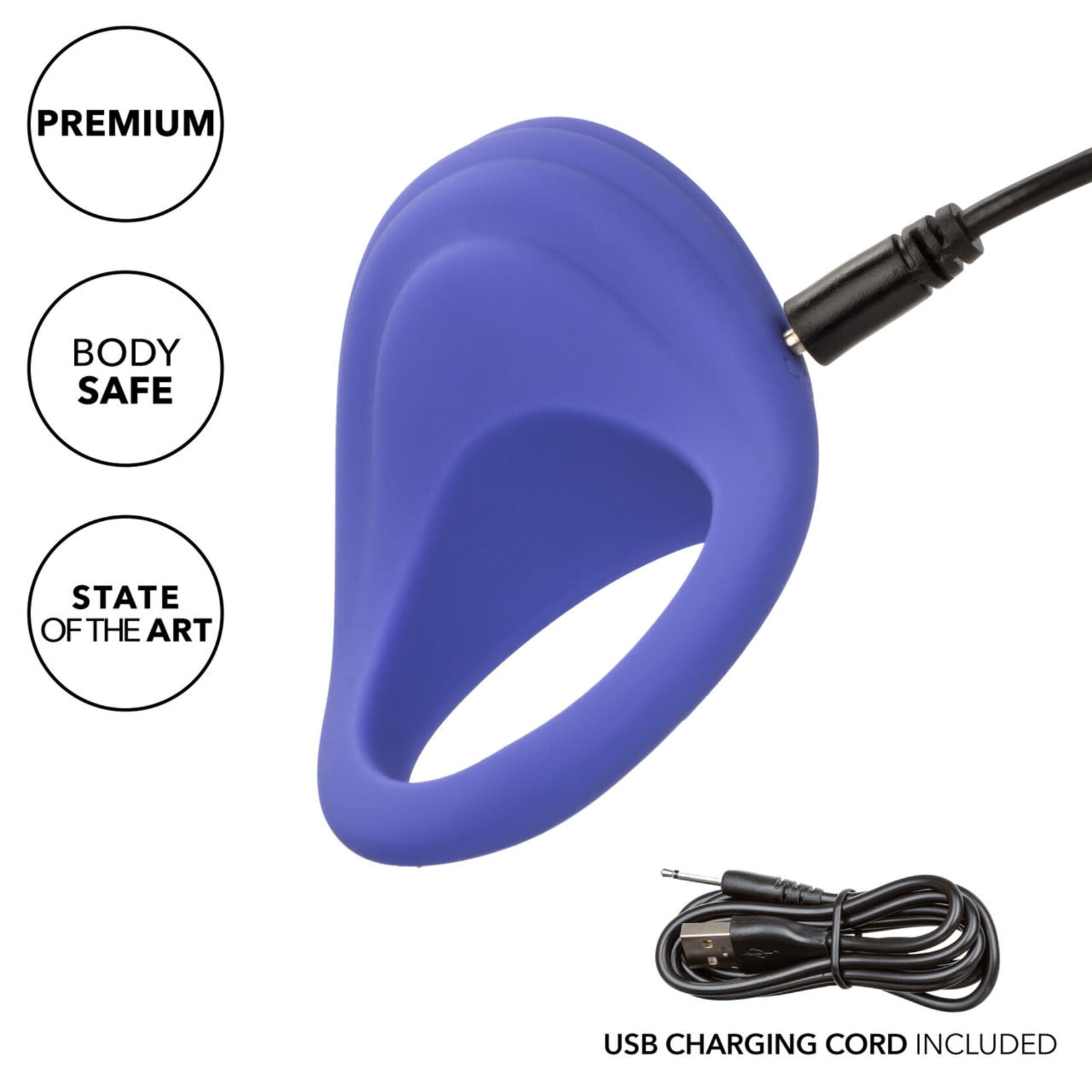 CalExotics Connect Couples Ring Rechargeable Silicone App Compatible Cock Ring with Remote - Purple