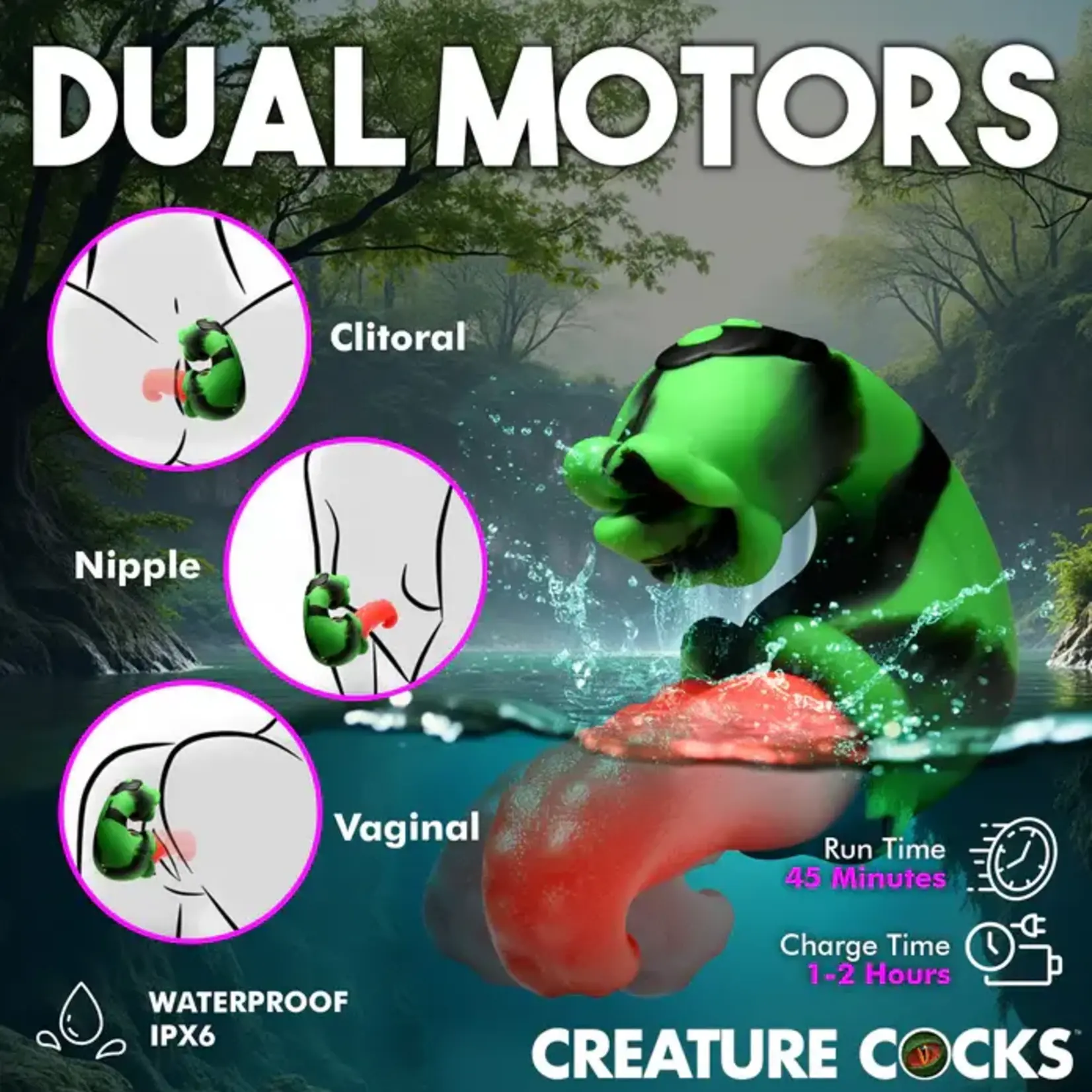 Creature Cocks Tongue Lasher Rechargeable Silicone Vibrator - Green