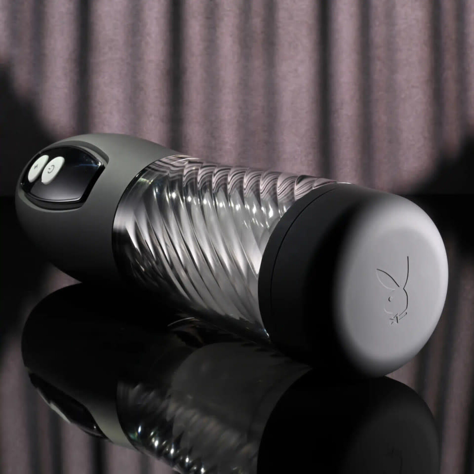 Playboy Whirlwind Rechargeable Thrusting and Spinning Stroker - Black