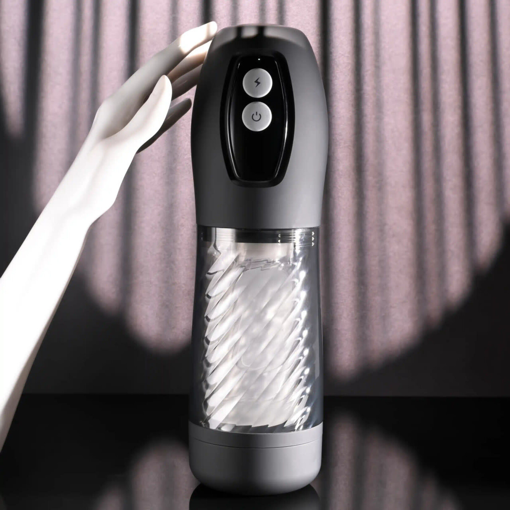 Playboy Whirlwind Rechargeable Thrusting and Spinning Stroker - Black