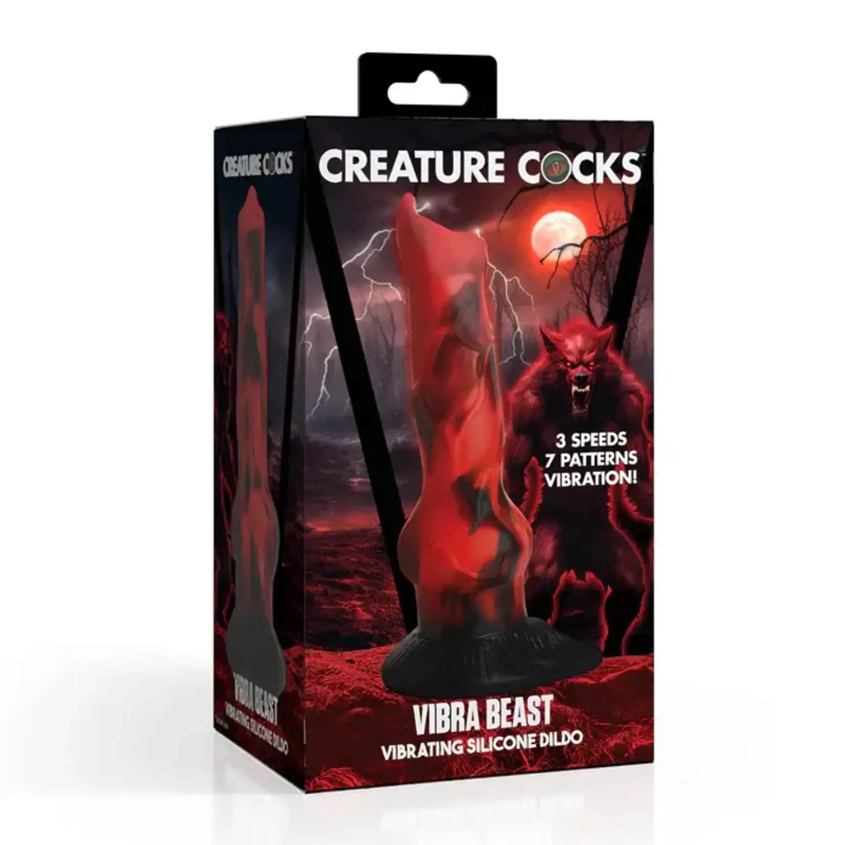 Creature Cocks Vibra Beast Vibrating Silicone Dildo - Red/Black