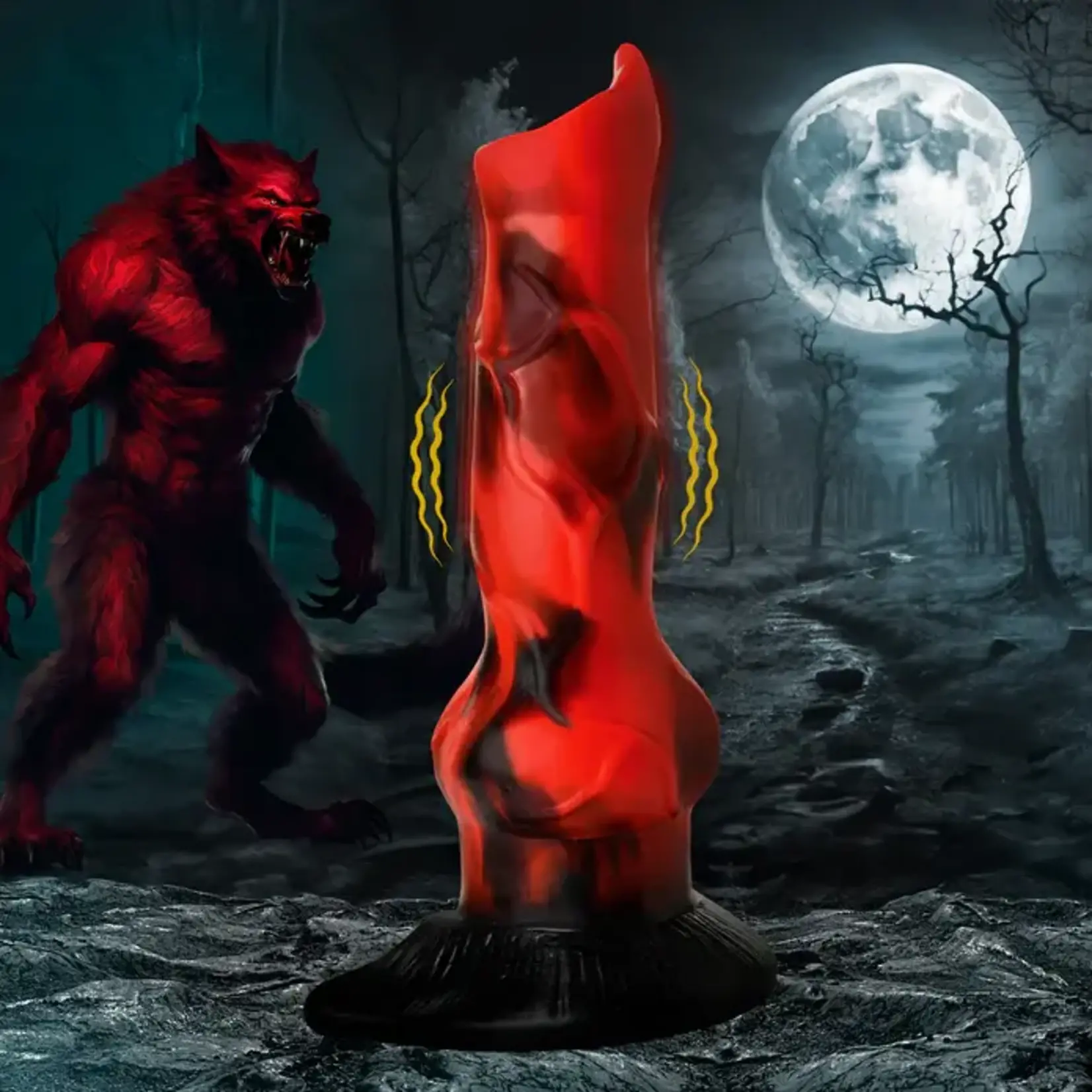 Creature Cocks Vibra Beast Vibrating Silicone Dildo - Red/Black