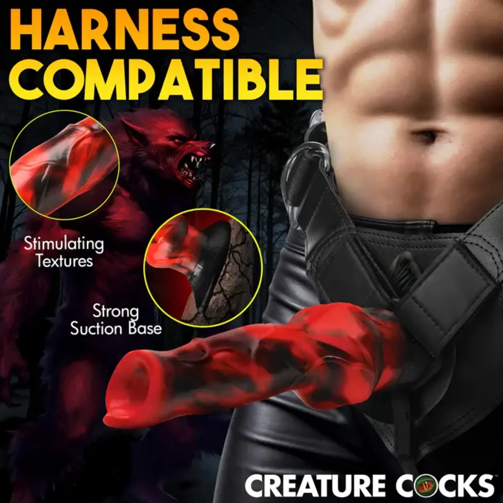 Creature Cocks Vibra Beast Vibrating Silicone Dildo - Red/Black