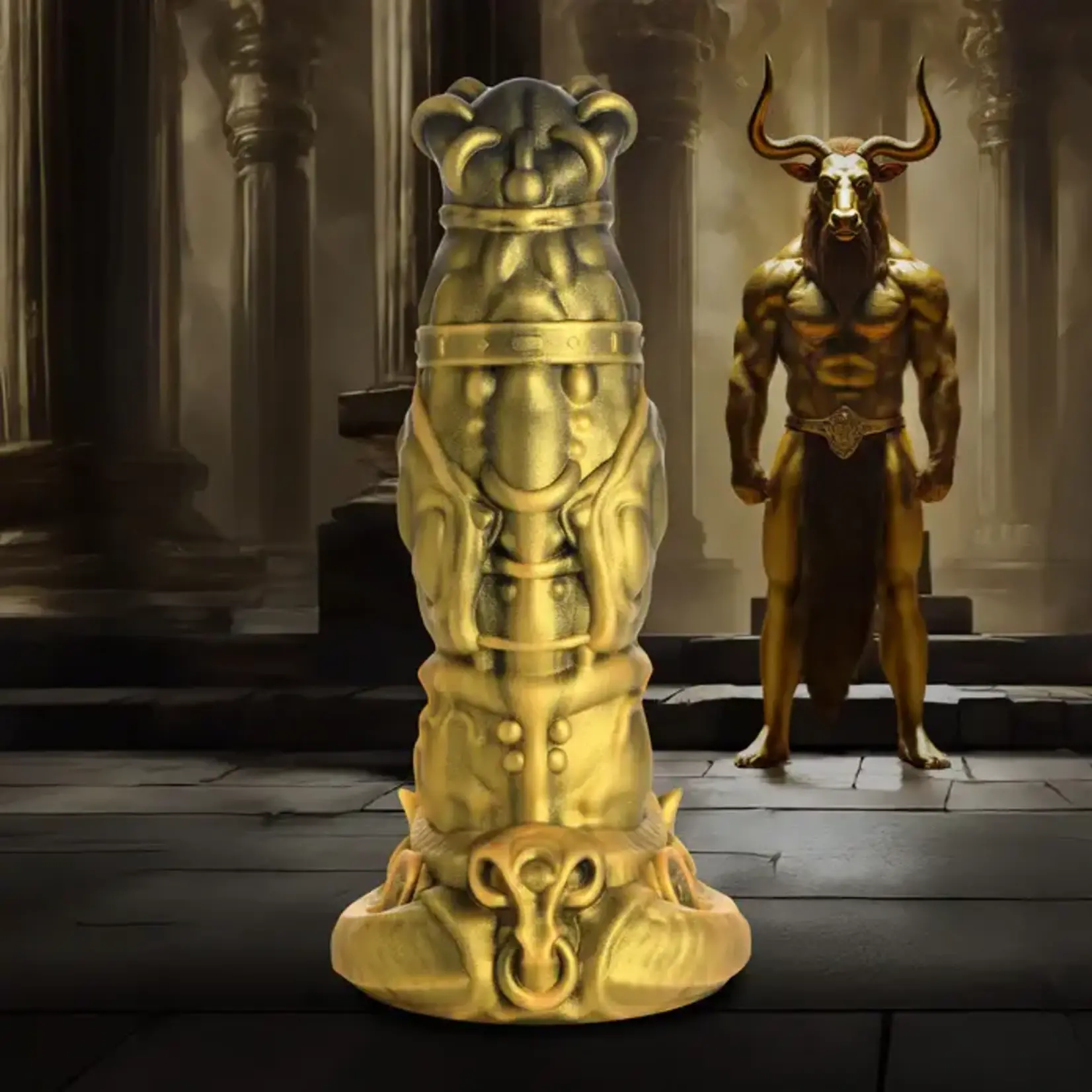 Creature Cock King Minotaur Silicone Dildo - Gold