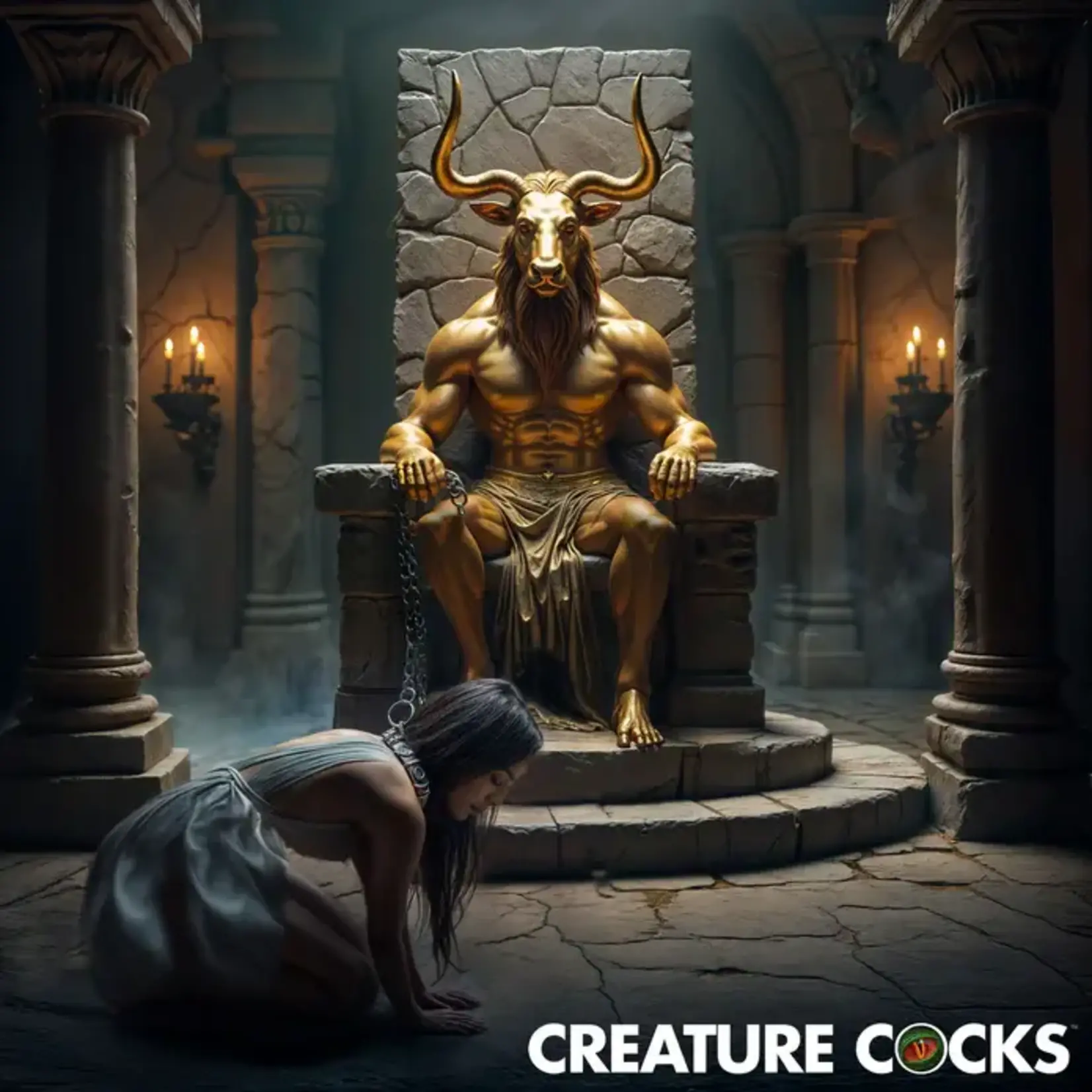 Creature Cock King Minotaur Silicone Dildo - Gold