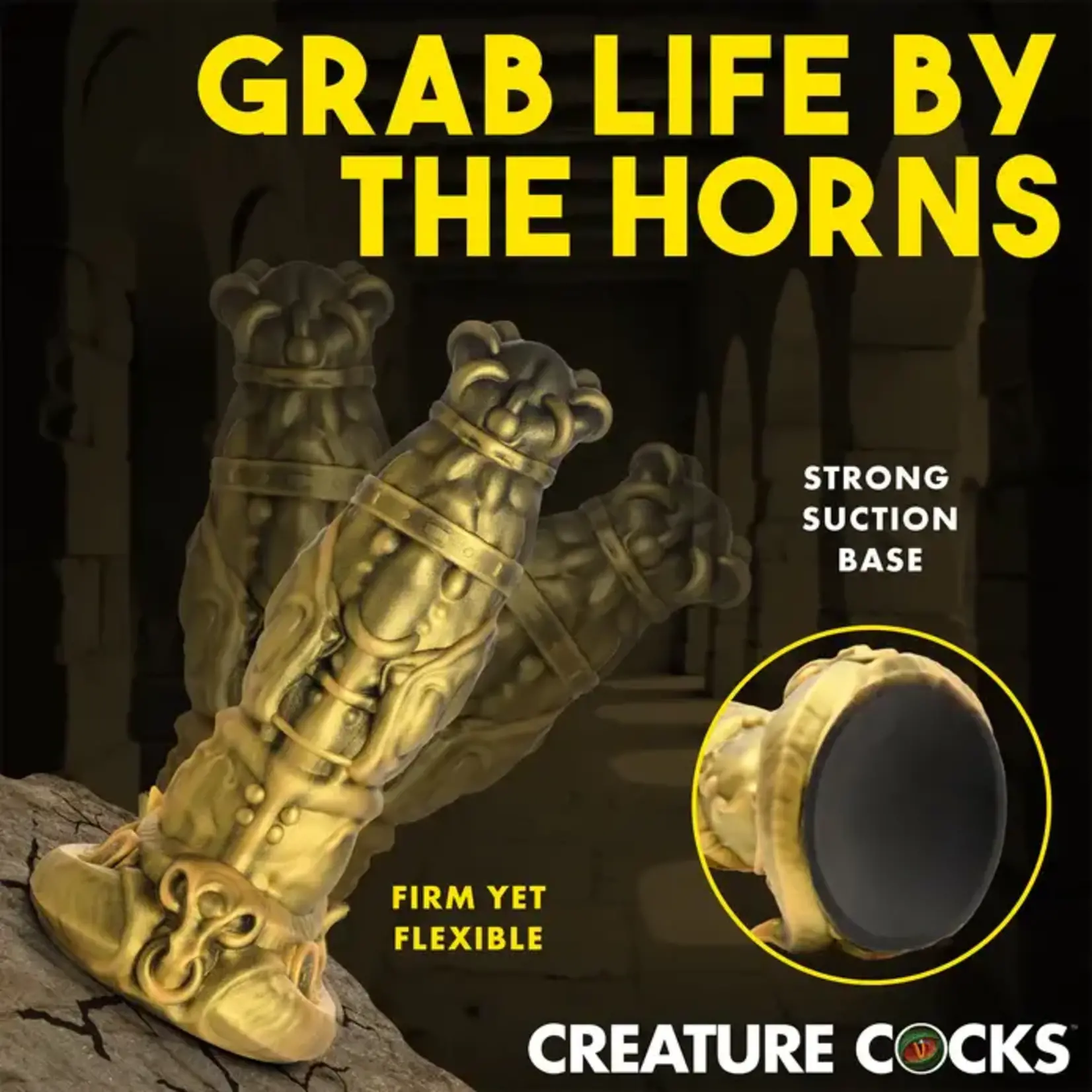 Creature Cock King Minotaur Silicone Dildo - Gold