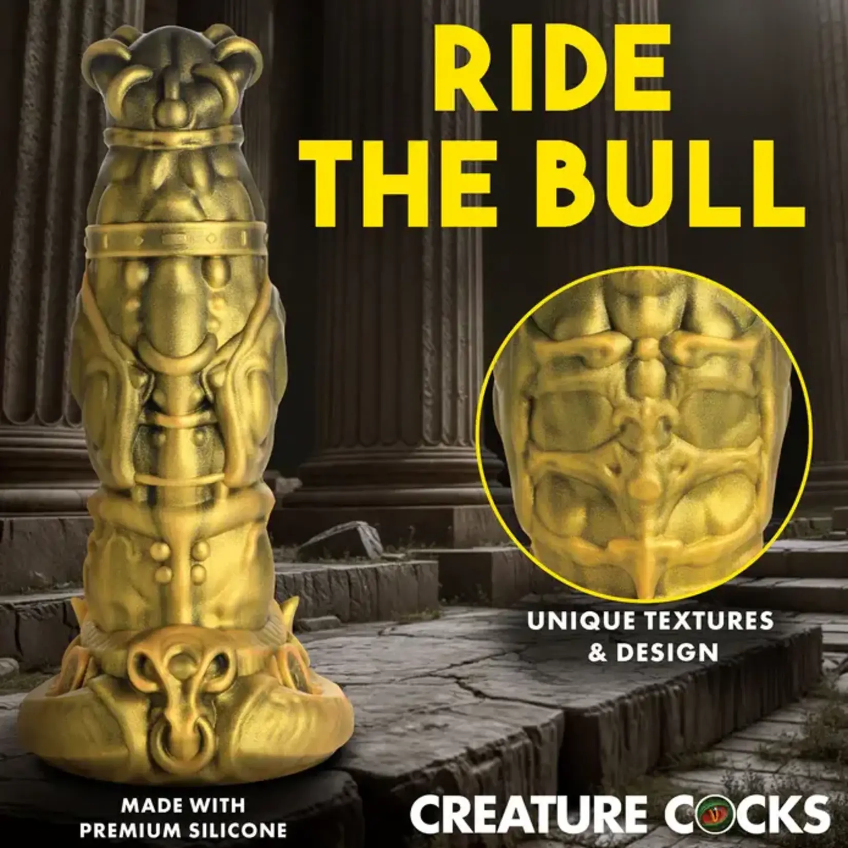 Creature Cock King Minotaur Silicone Dildo - Gold