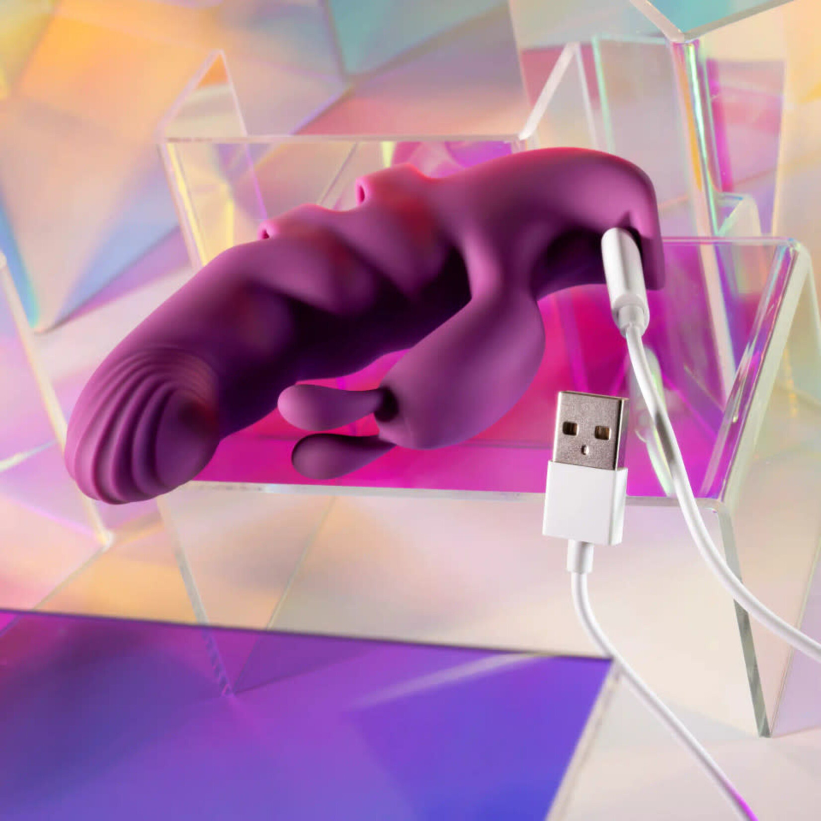 Playboy Lend a Hand Rechargeable Silicone Finger Vibrator - Purple