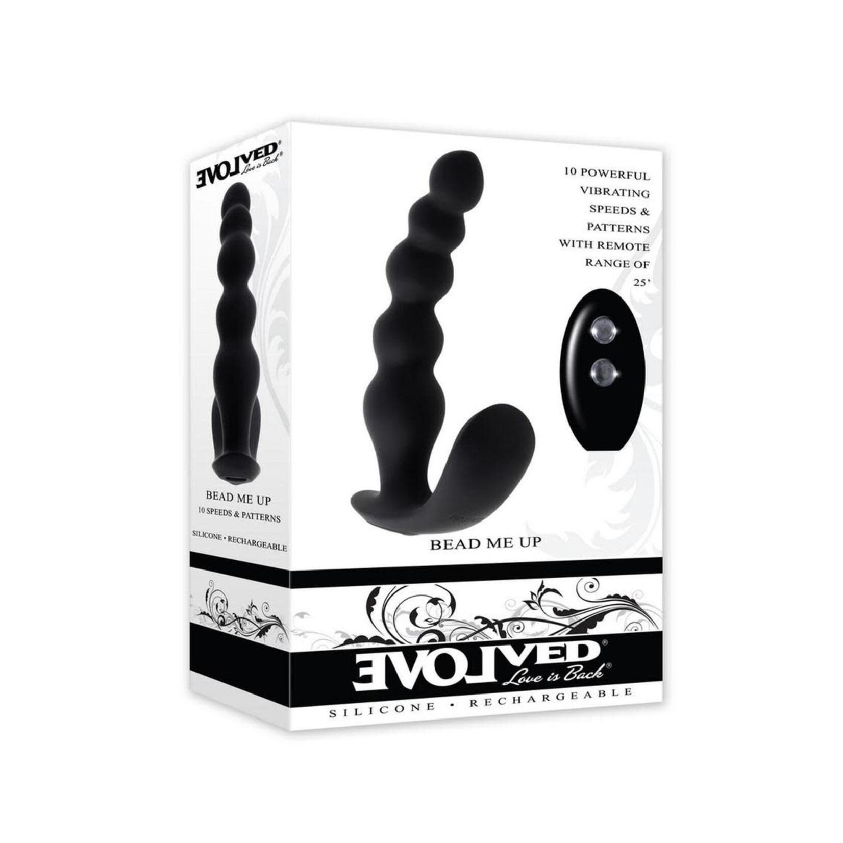 Bead Me Up Rechargeable Silicone Vibrating Anal Beads with Remote Control - Black