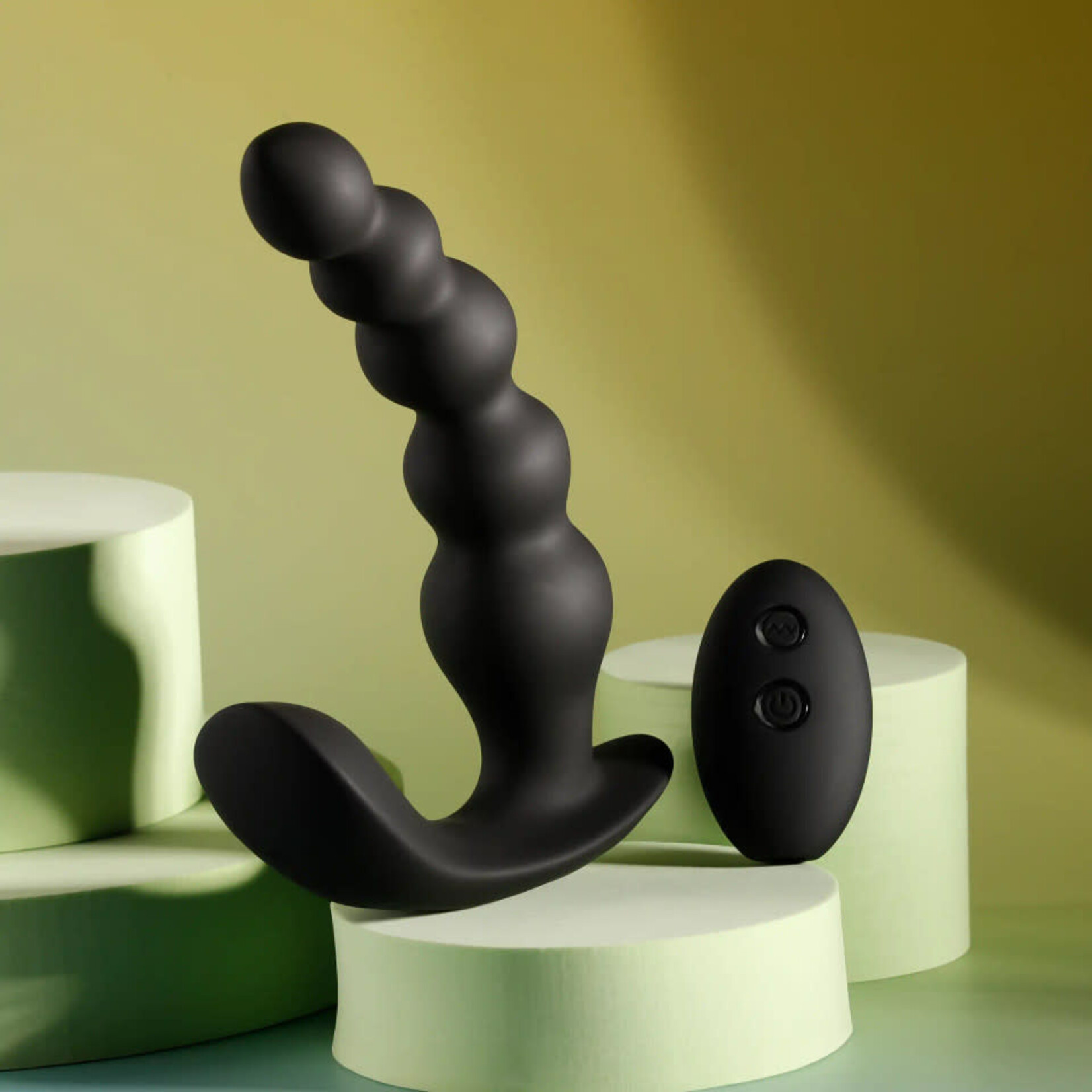 Bead Me Up Rechargeable Silicone Vibrating Anal Beads with Remote Control - Black