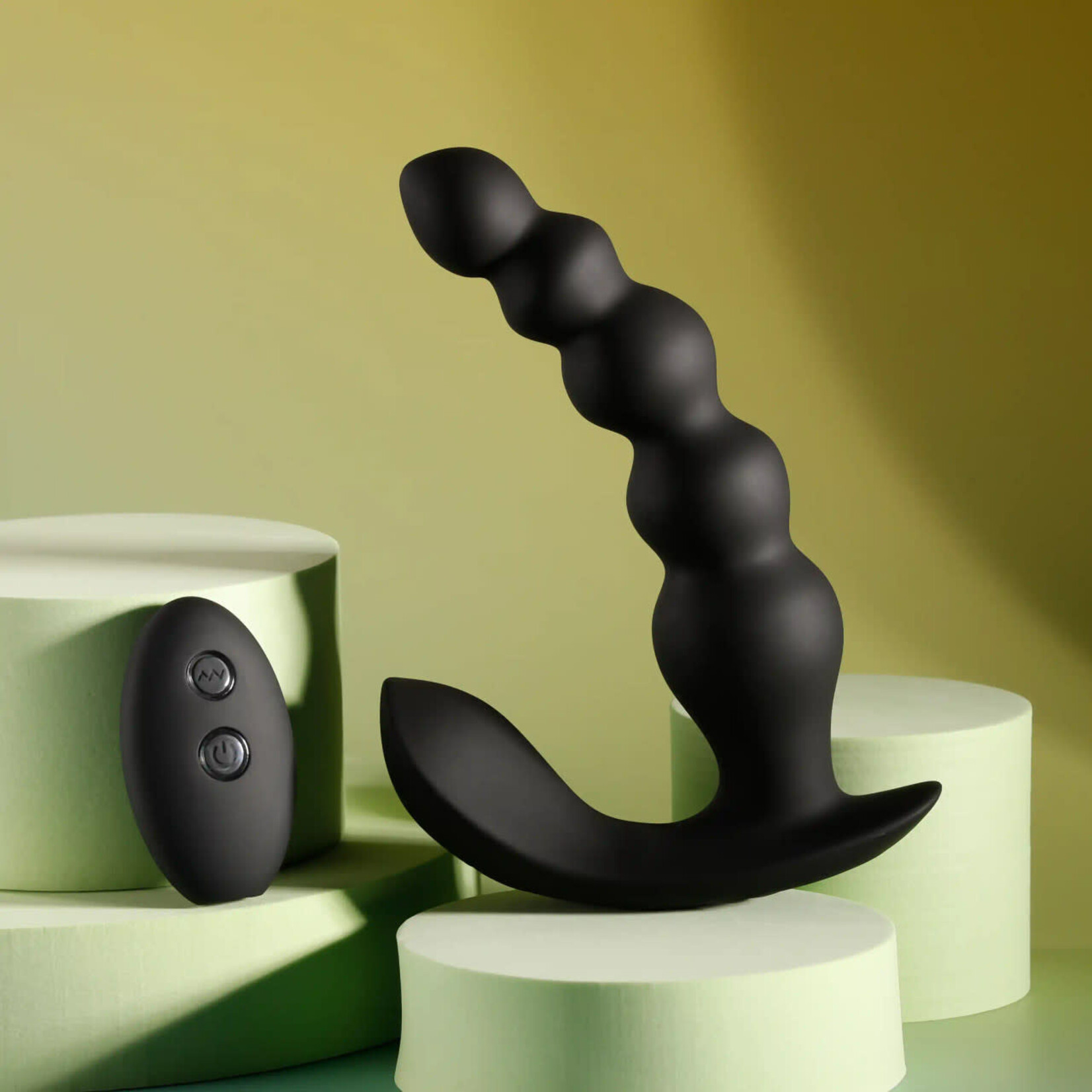 Bead Me Up Rechargeable Silicone Vibrating Anal Beads with Remote Control - Black