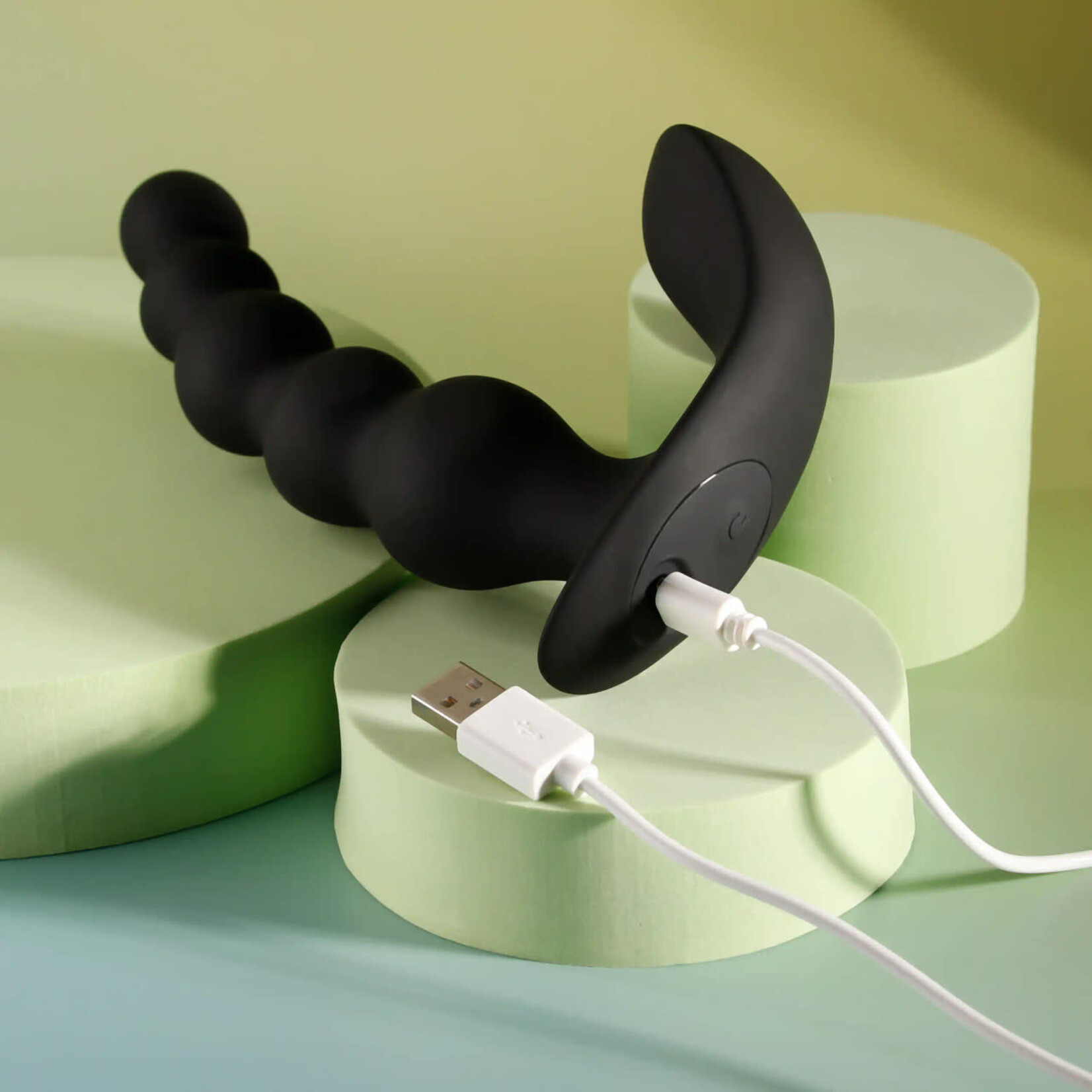 Bead Me Up Rechargeable Silicone Vibrating Anal Beads with Remote Control - Black