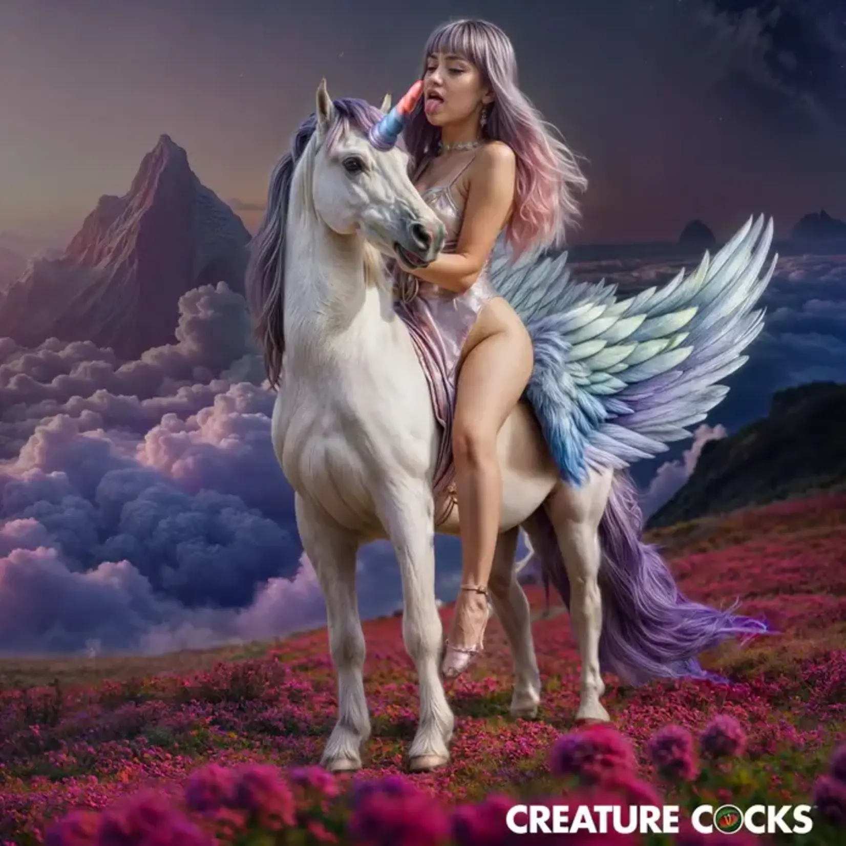 Creature Cocks Dream Rider Silicone Dildo - Multicolor