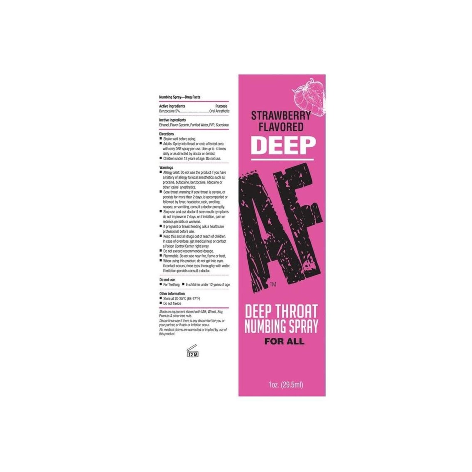 Deep AF Deep Throat Numbing Spray 1oz - Strawberry