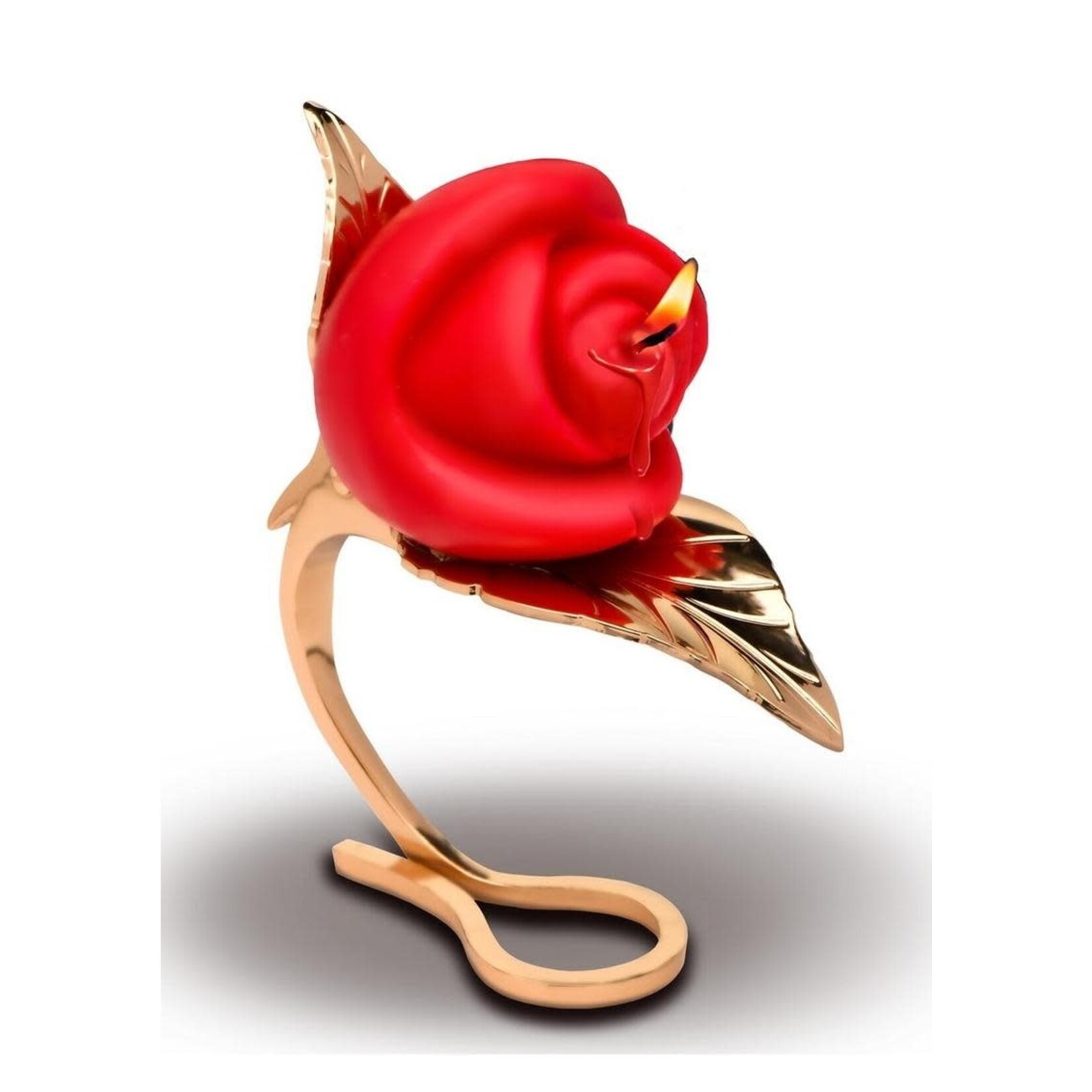 Master Series Burning Passion Rose Candle with Holder - Red/Gold