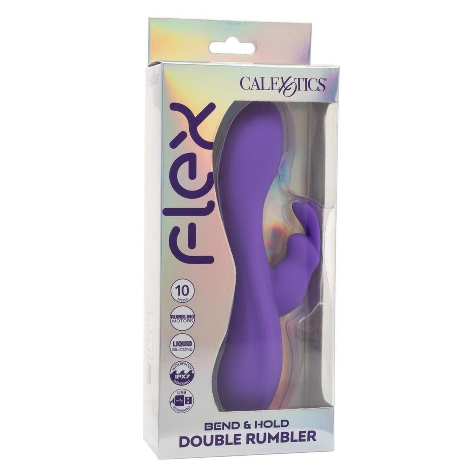 Flex Bend & Hold Double Rumbler Rechargeable Silicone Rabbit Vibrator - Purple