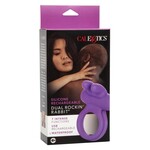 Silicone Rechargeable Dual Rockin Rabbit Multi Speed Cockring Waterproof Purple