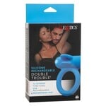 Silicone Rechargeable Double Trouble Cock Ring - Blue