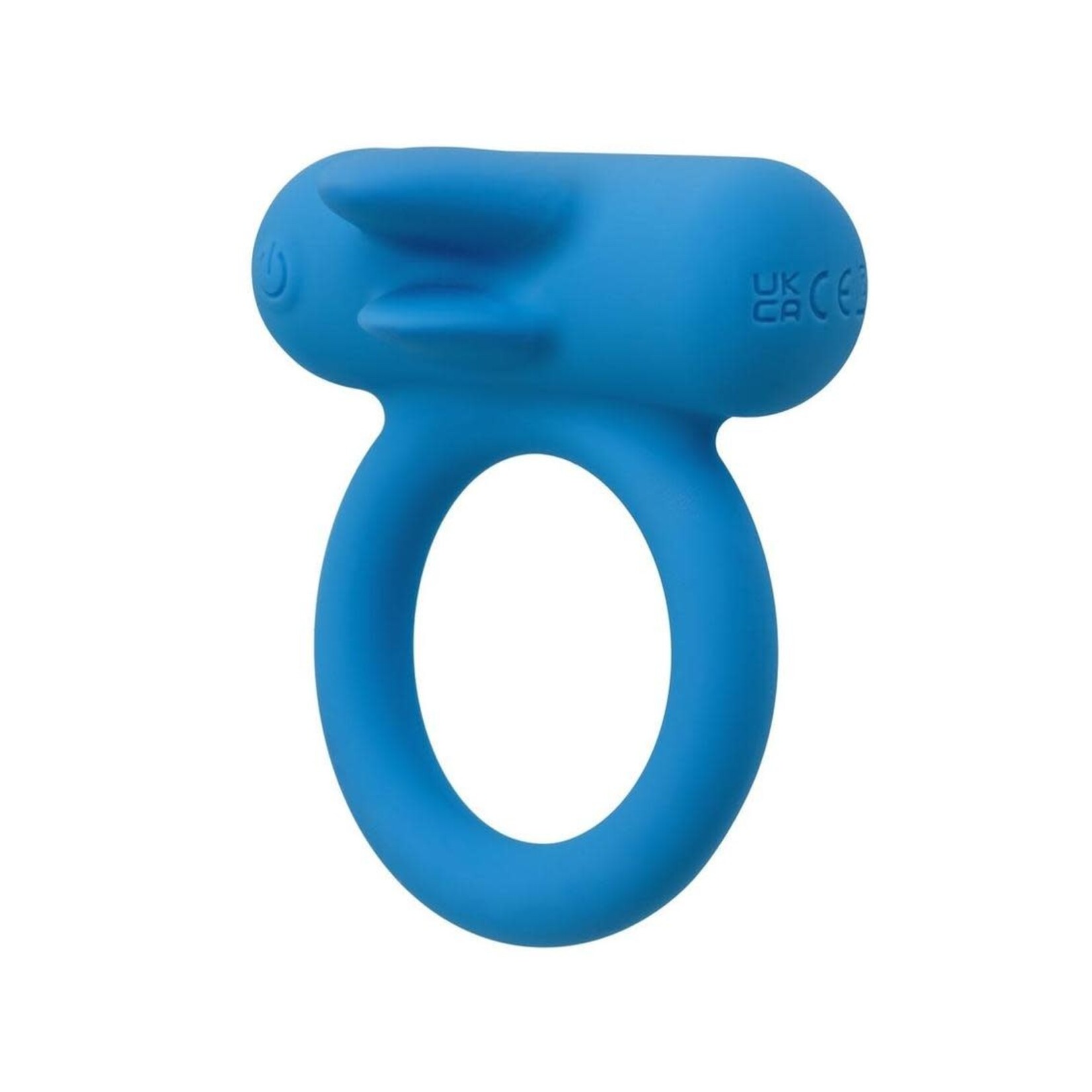 Silicone Rechargeable Double Trouble Cock Ring - Blue