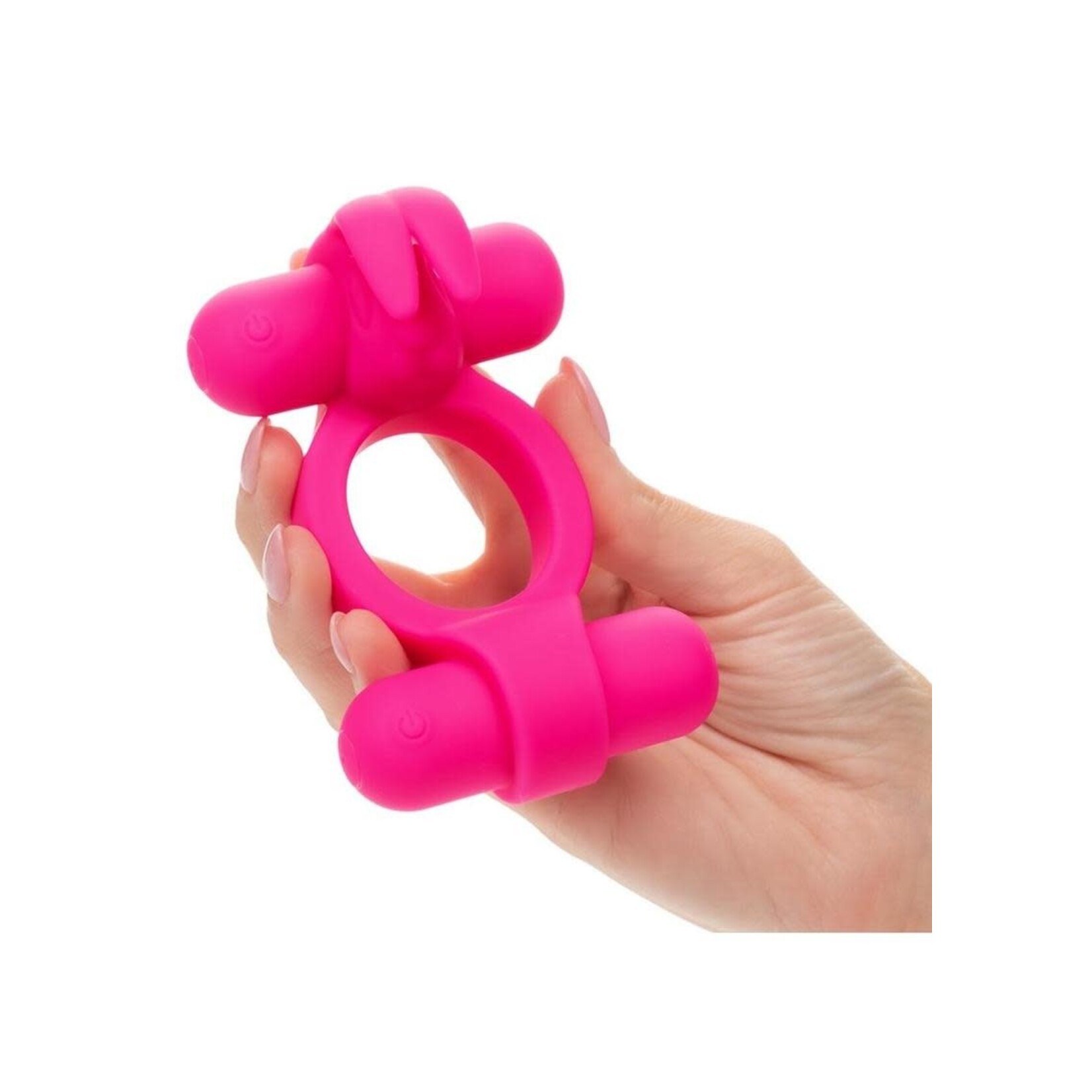 Silicone Rechargeable Rockin' Rabbit Cock Ring - Pink