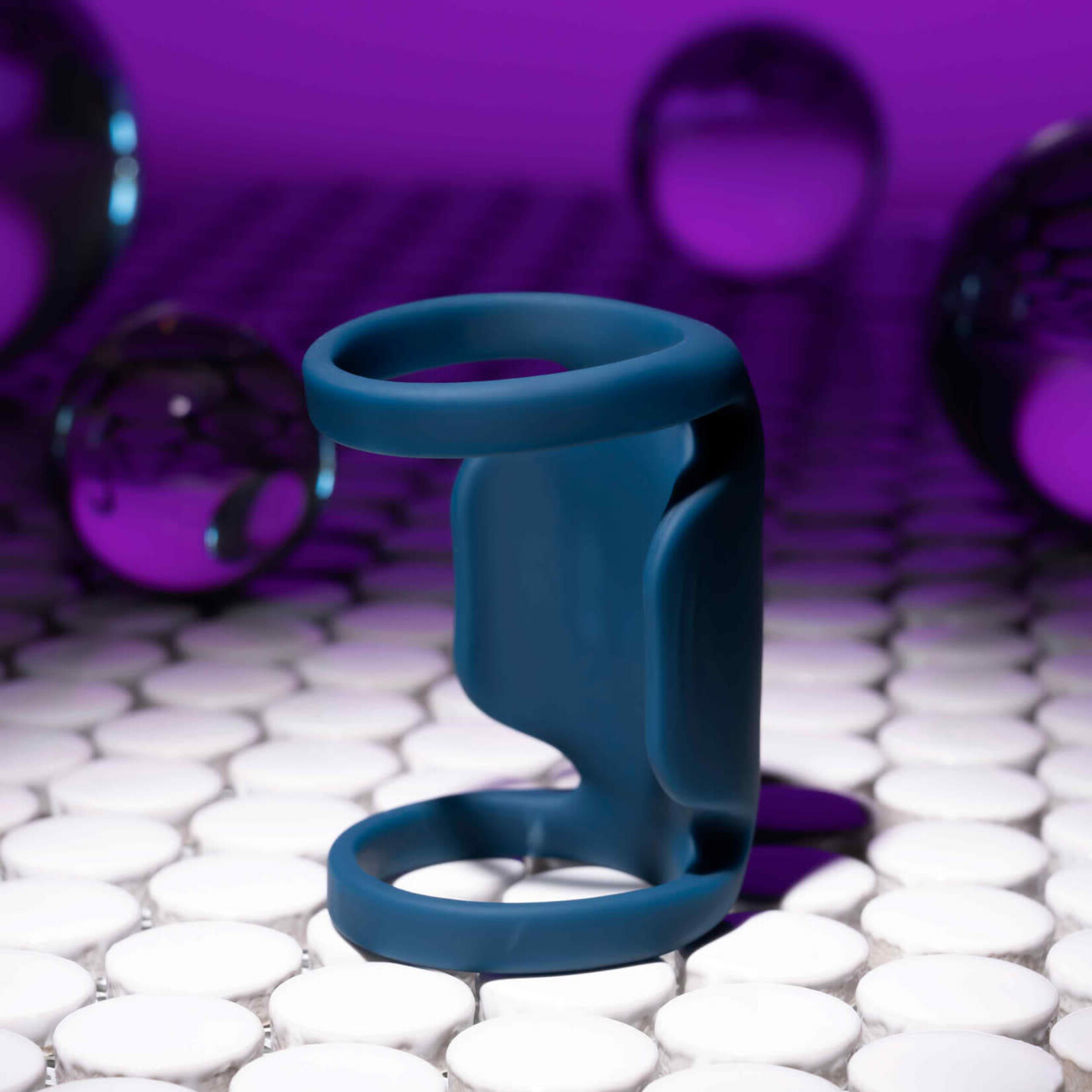 Playboy Jet Pack Rechargeable Silicone Vibrating Double Cock Ring - Blue