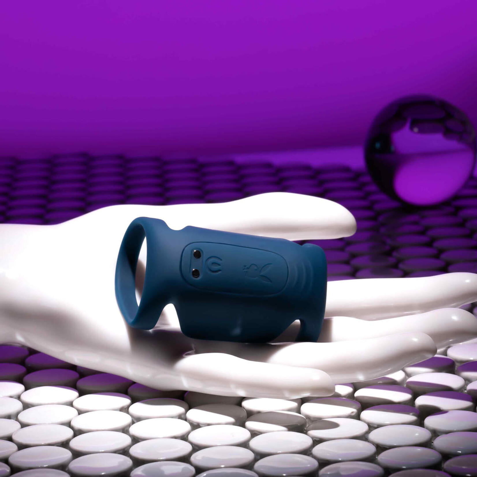 Playboy Jet Pack Rechargeable Silicone Vibrating Double Cock Ring - Blue