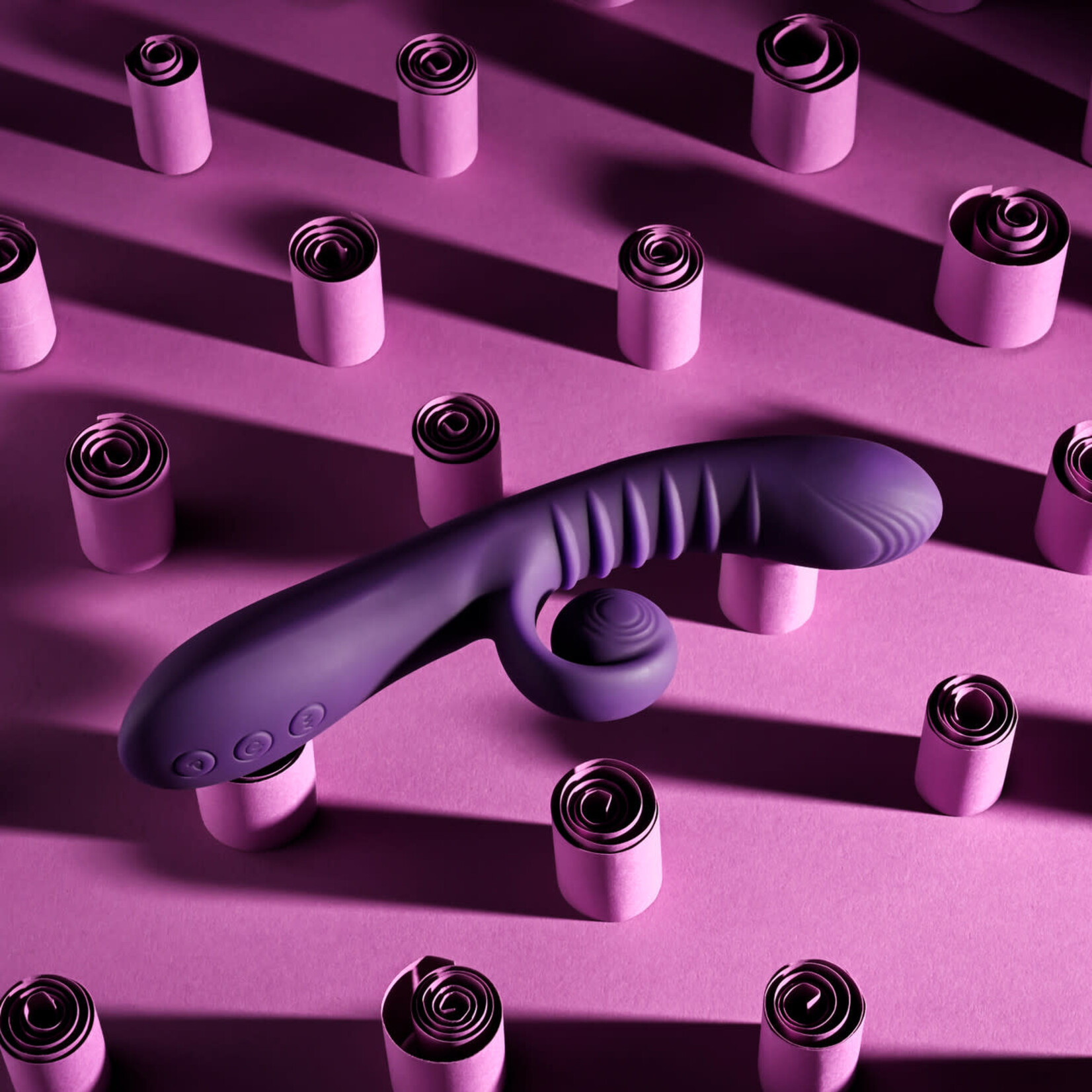 Playboy Curlicue Rechargeable Silicone Rabbit Vibrator - Purple