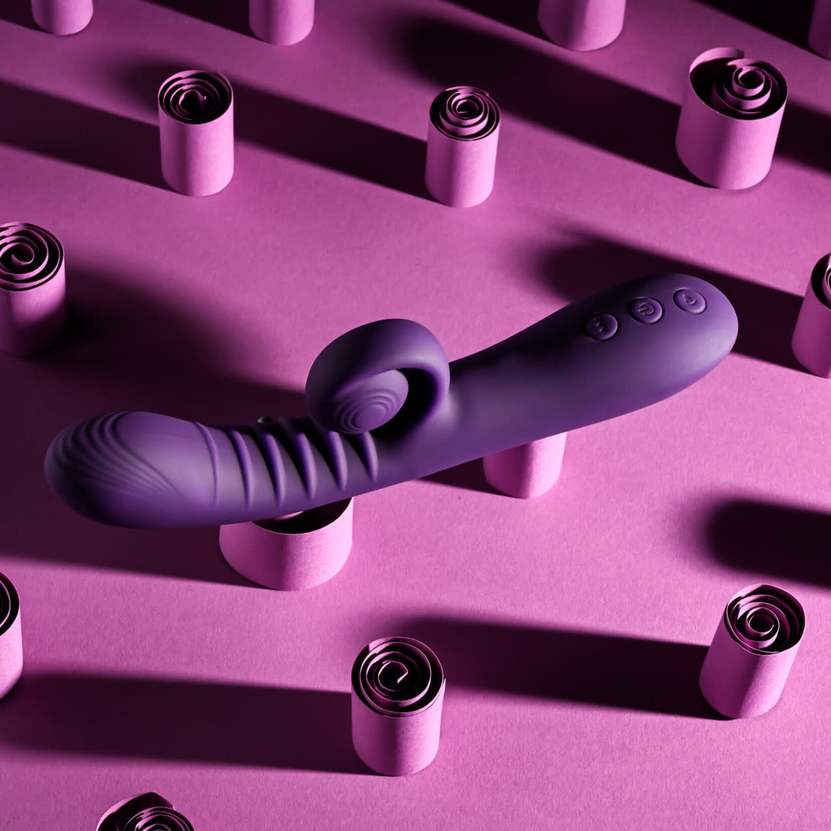 Playboy Curlicue Rechargeable Silicone Rabbit Vibrator - Purple