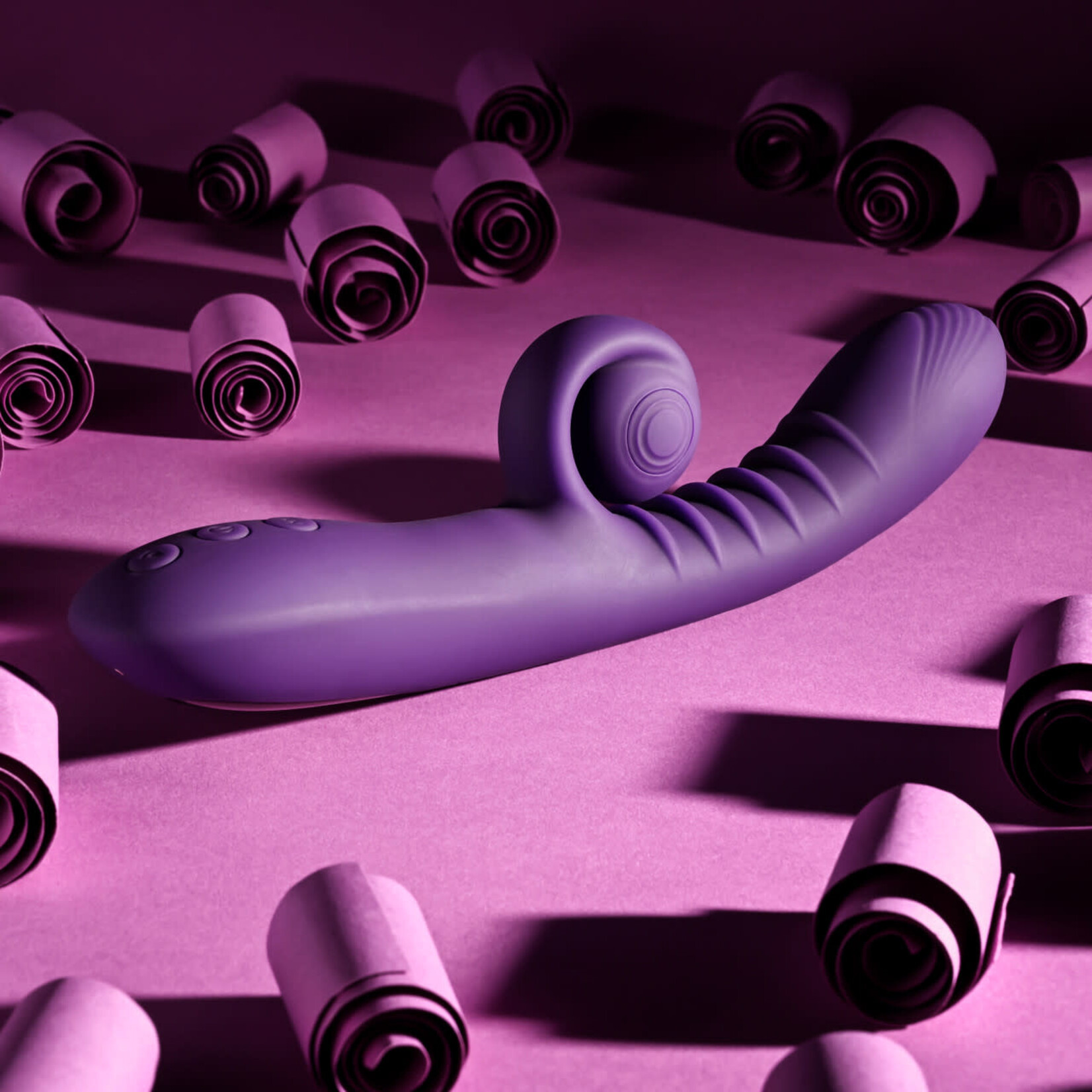 Playboy Curlicue Rechargeable Silicone Rabbit Vibrator - Purple