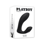 Playboy Play Time Rechargeable Silicone Dual Vibrator with Clitoral Stimulator - Black