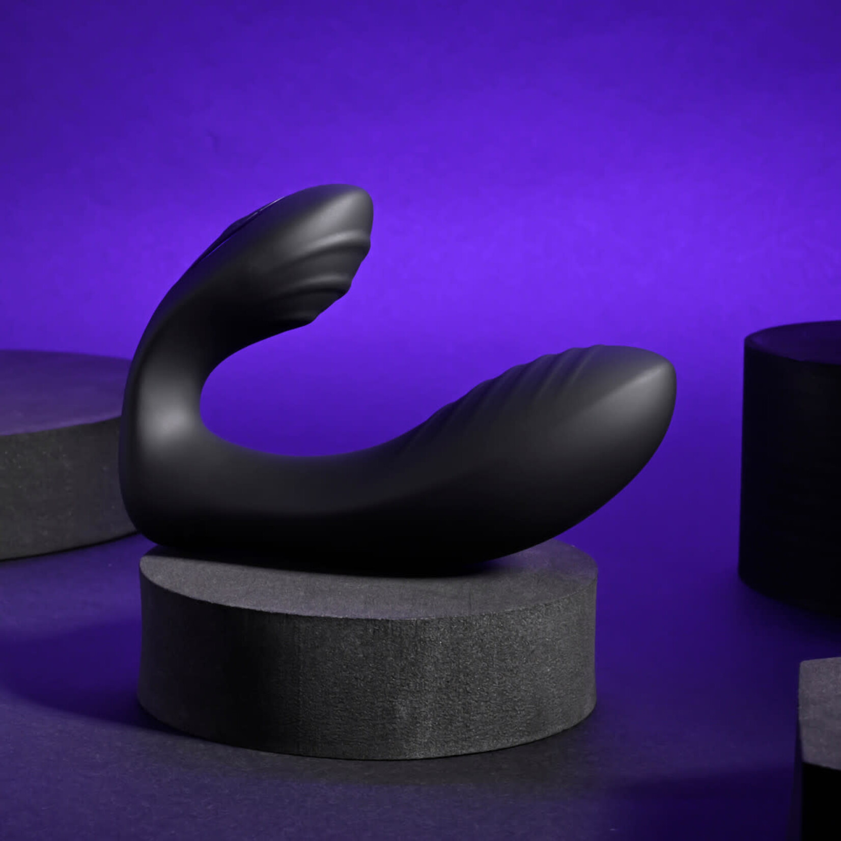 Playboy Play Time Rechargeable Silicone Dual Vibrator with Clitoral Stimulator - Black
