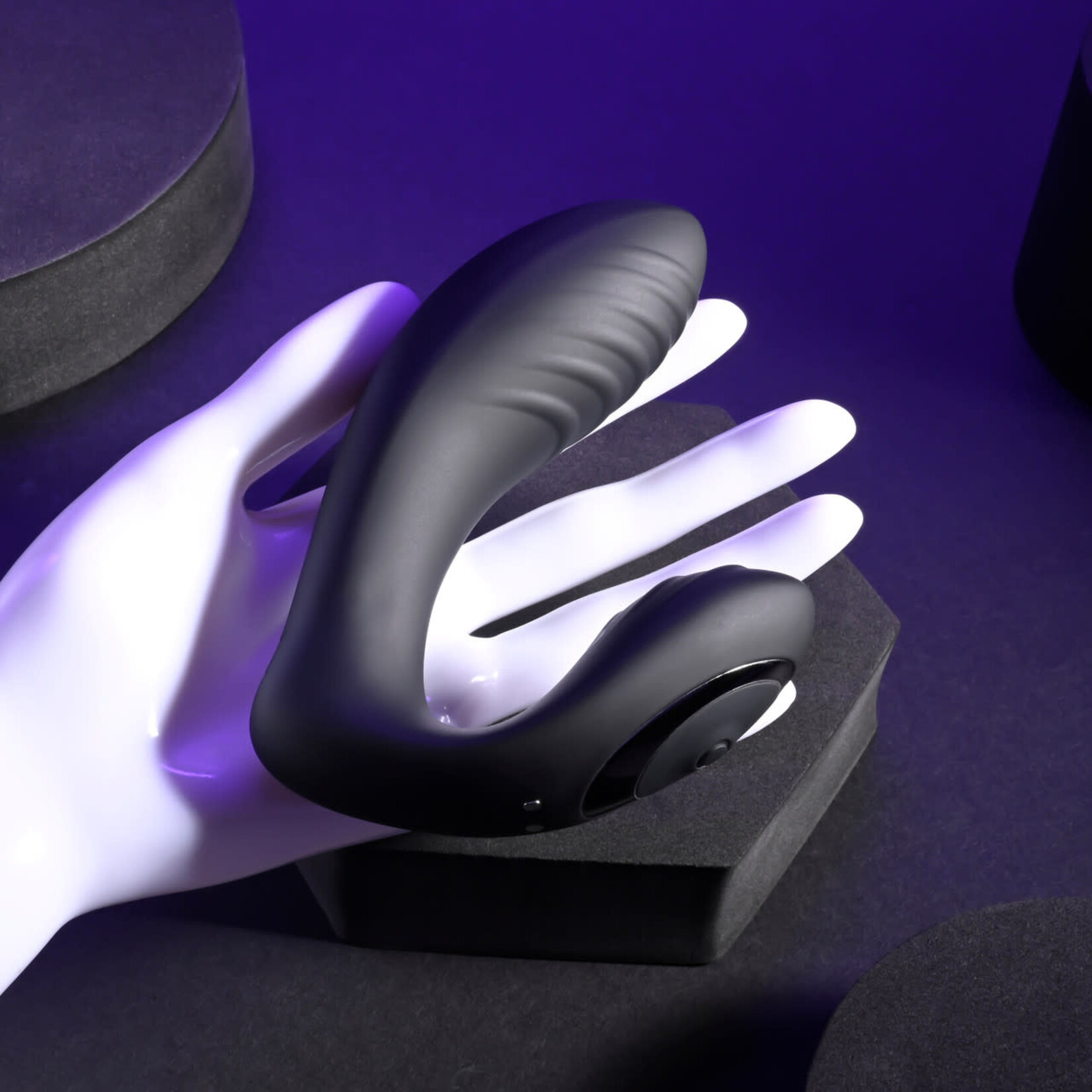 Playboy Play Time Rechargeable Silicone Dual Vibrator with Clitoral Stimulator - Black