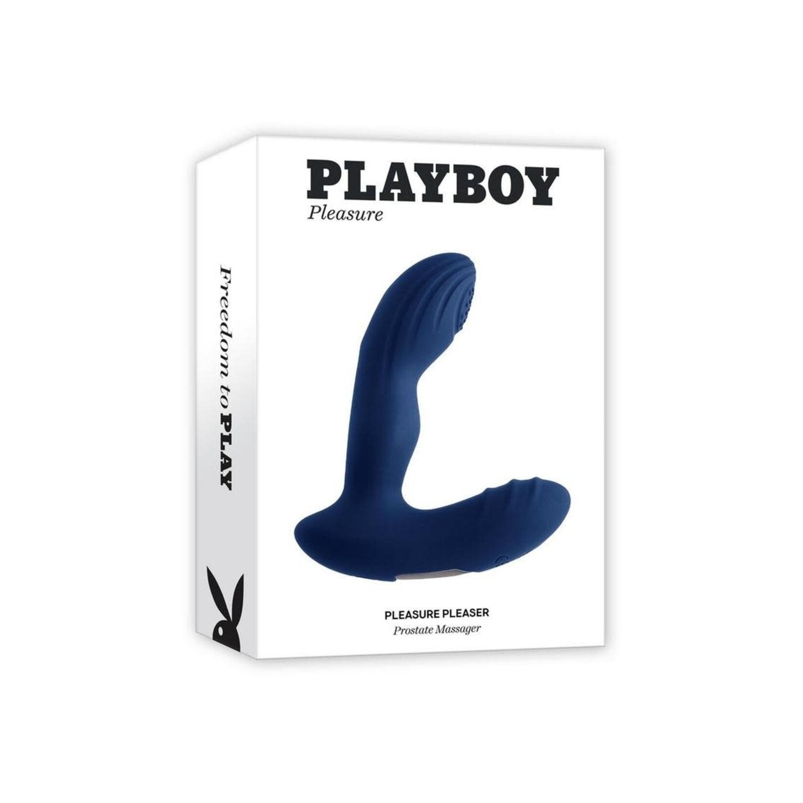 Playboy Pleasure Pleaser Rechargeable Silicone Vibrating Warming Prostate Massager with Remote Control - Blue