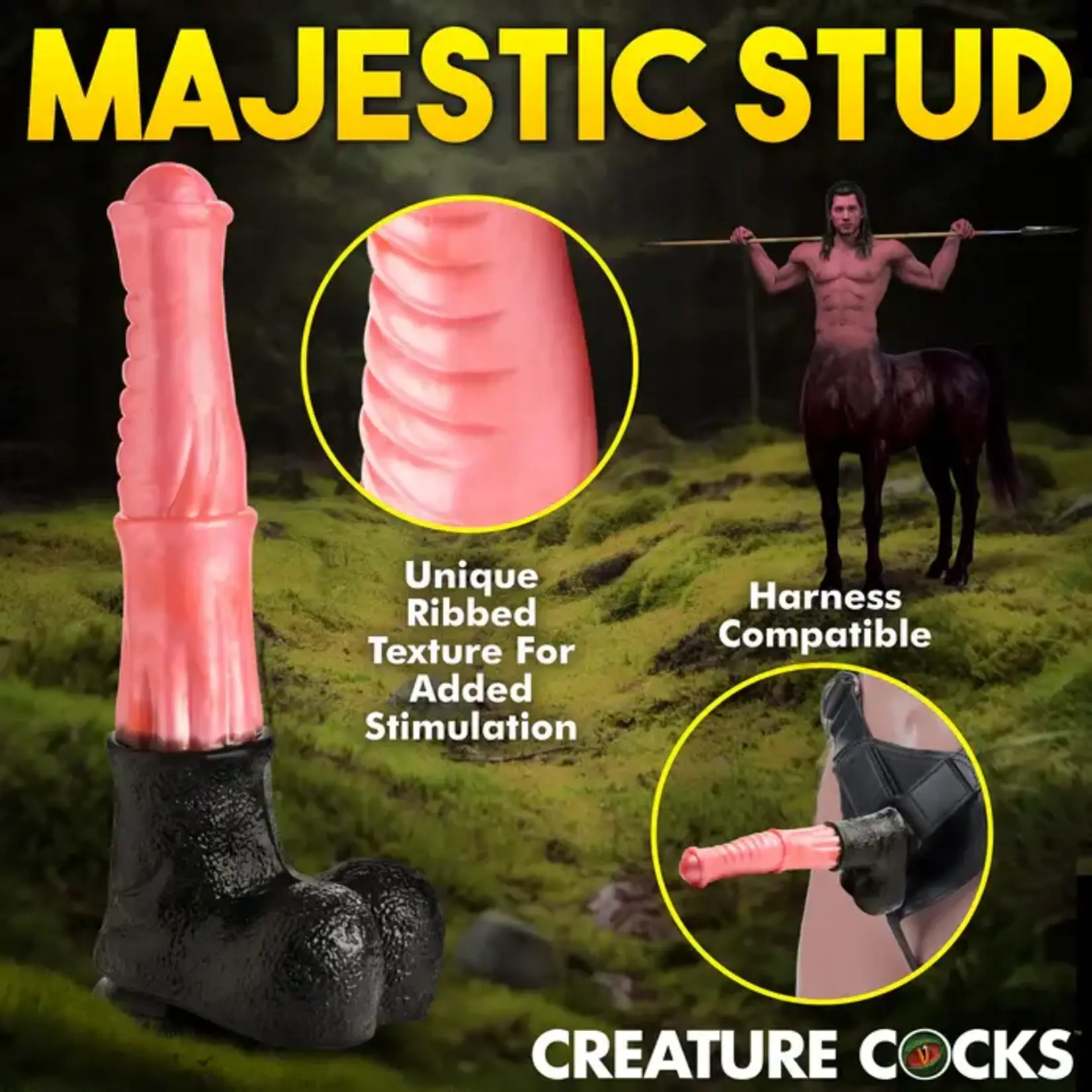 Creature Cocks Giant Centaur Silicone Dildo - XLarge - Pink/Black