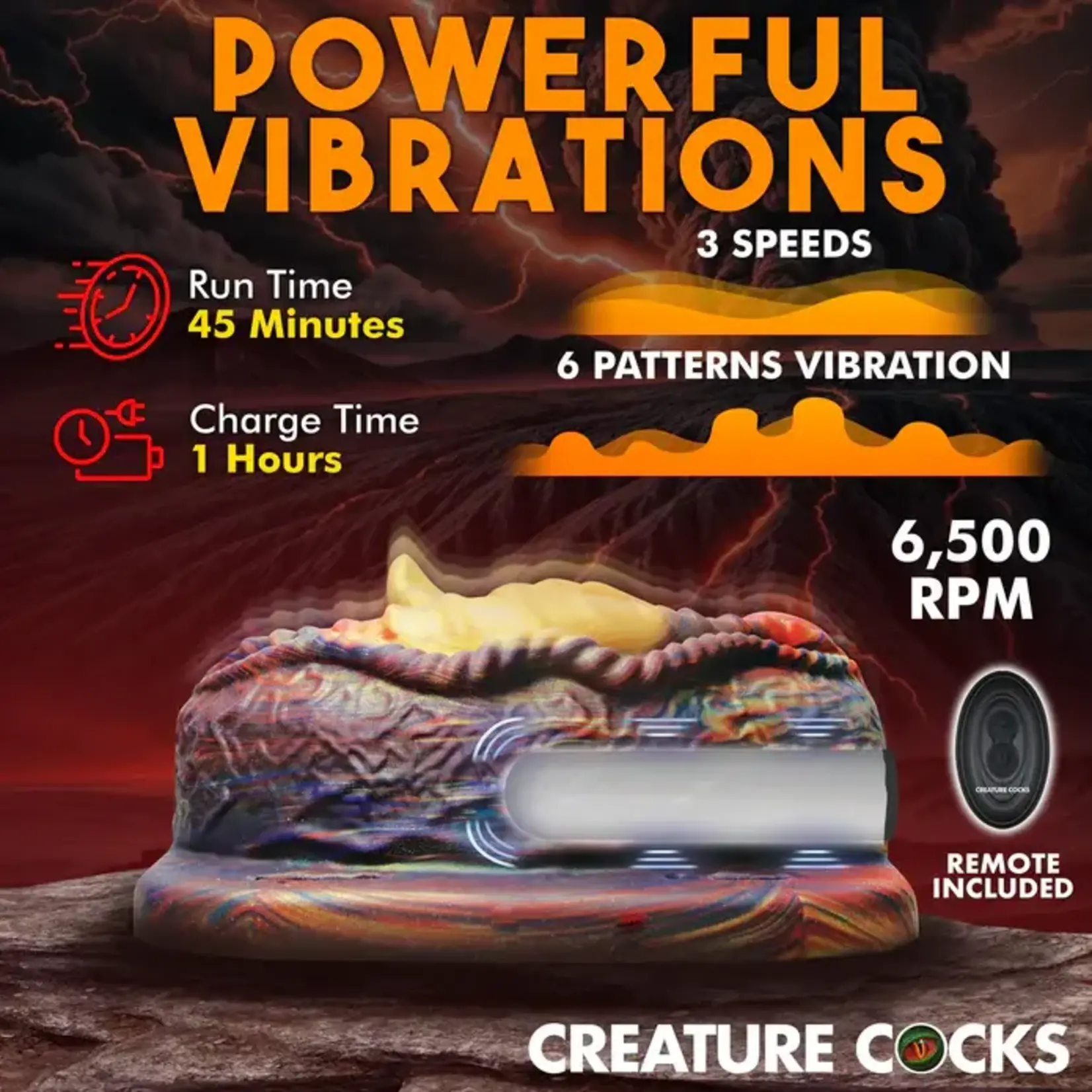 Creature Cocks Hell's Angel Rechargeable Silicone Vibrating Grinder - Multicolor