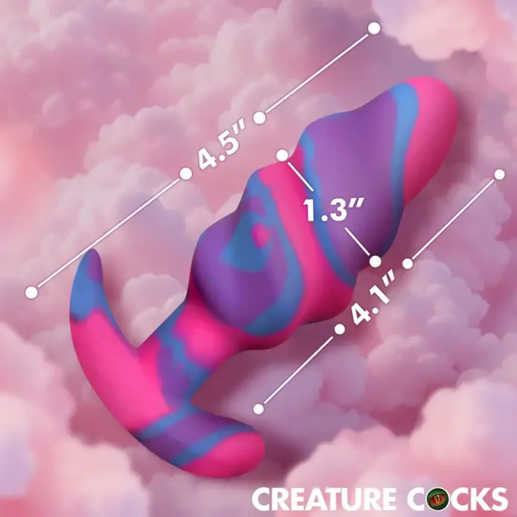 Creature Cocks Unicorn Swirl Silicone Butt Plug - Medium - Multicolor