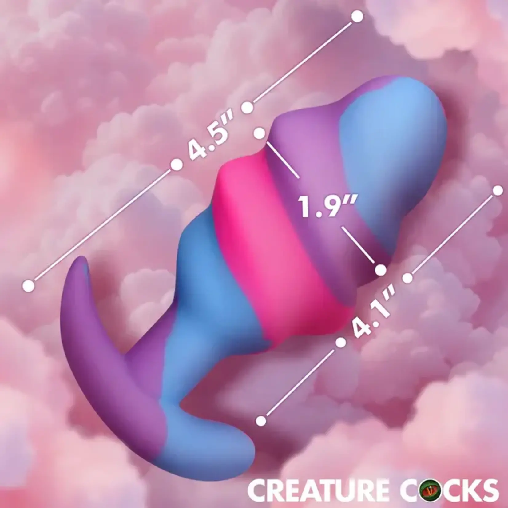 Creature Cocks Unicorn Swirl Silicone Butt Plug - Large - Multicolor