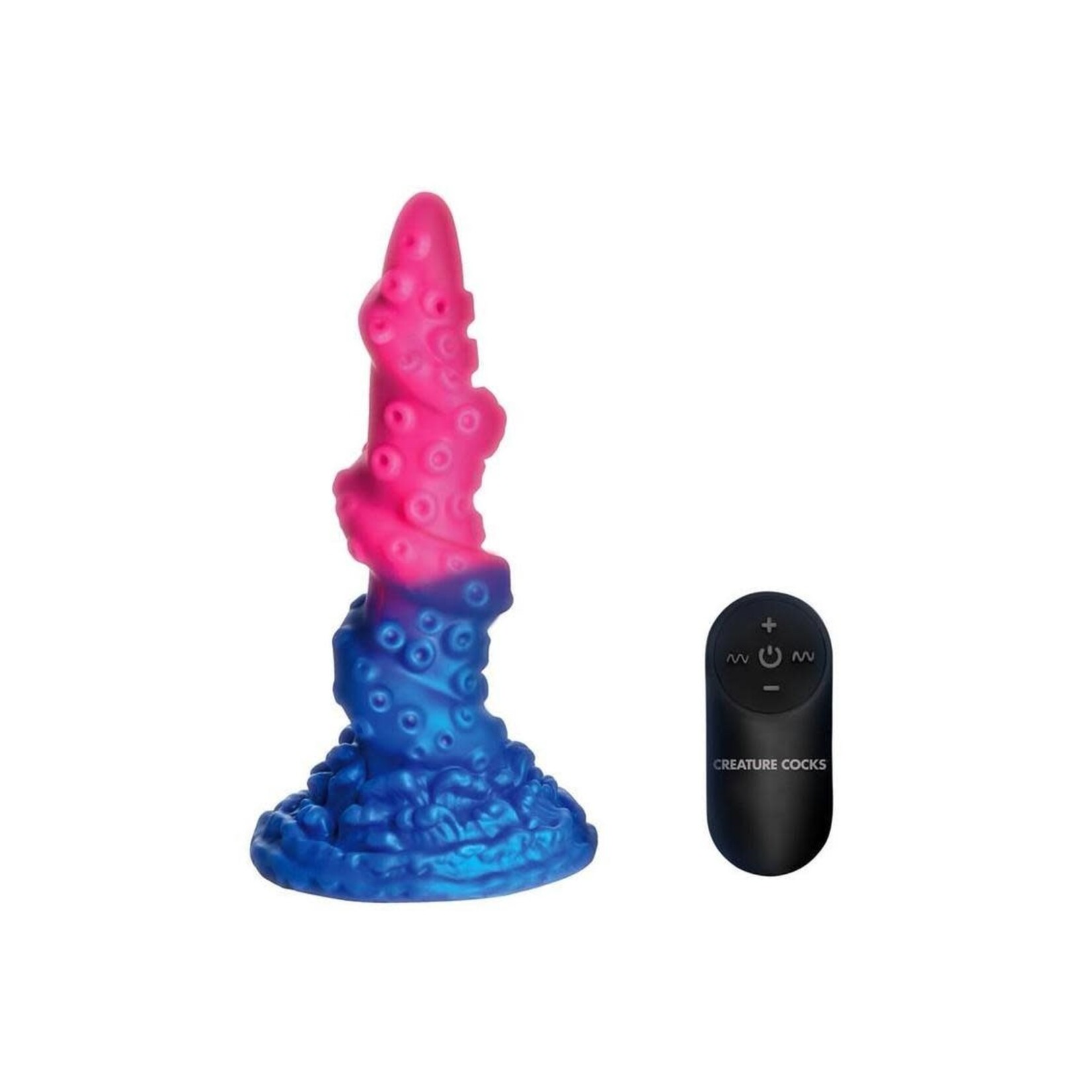 Creature cocks Deluxe Lord Kraken Vibrating Rechargeable Silicone Glow-in-the-Dark Dildo - Multicolor